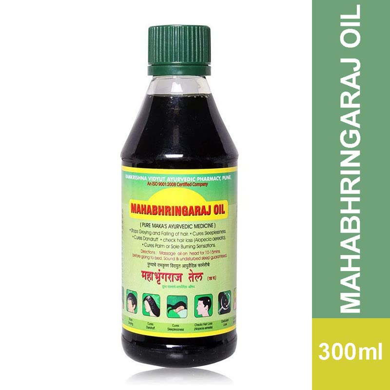 Mahabhringaraj Hair Oil for Hair Growth & Hair Fall Control | Soft and Strong Hair | Ayurvedic Hair Oil For Long & Thick Hair, 300ml (Pack of 1)