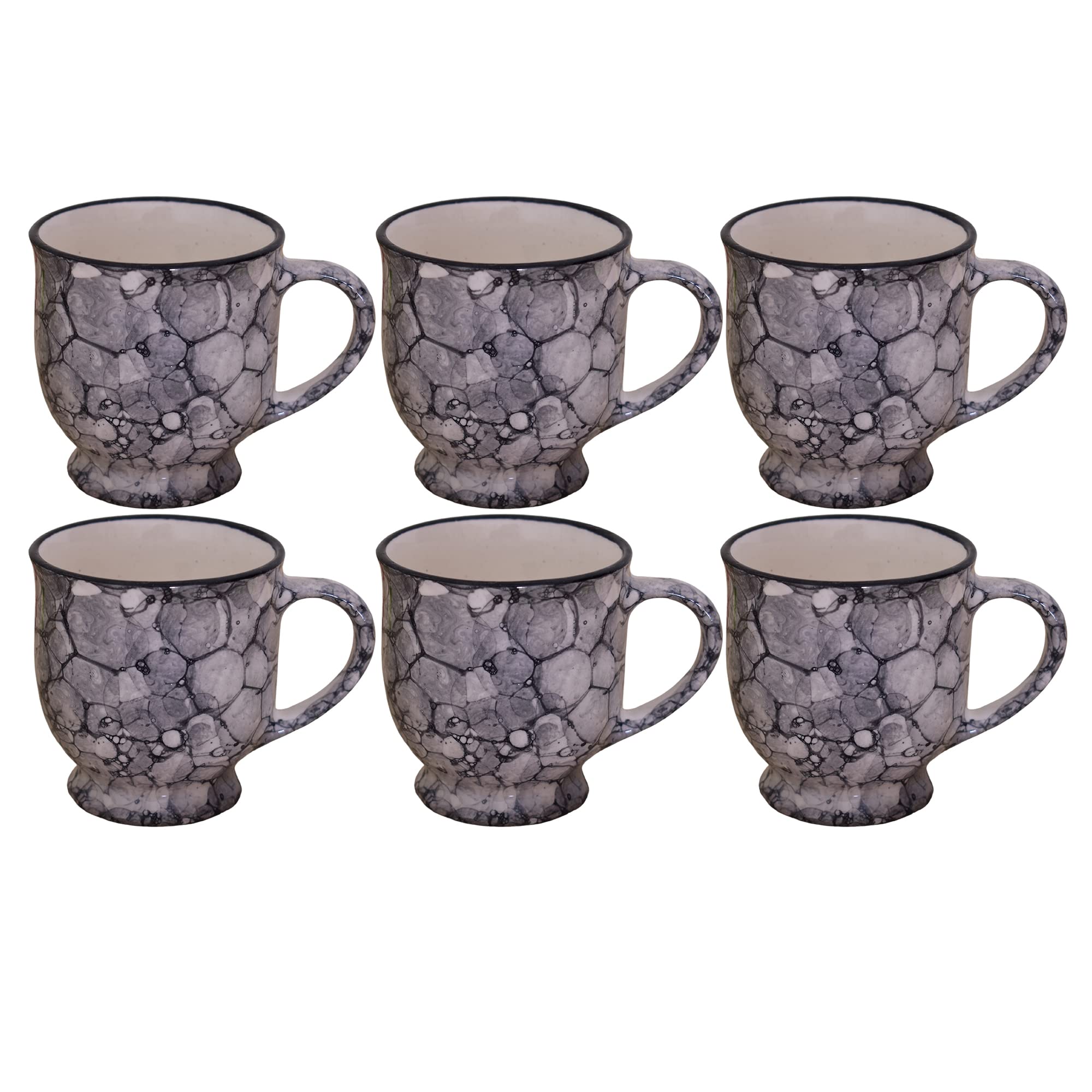 Kunhar Ceramic Tea Cup - 160 Ml, 6 Pieces, Blue Luster