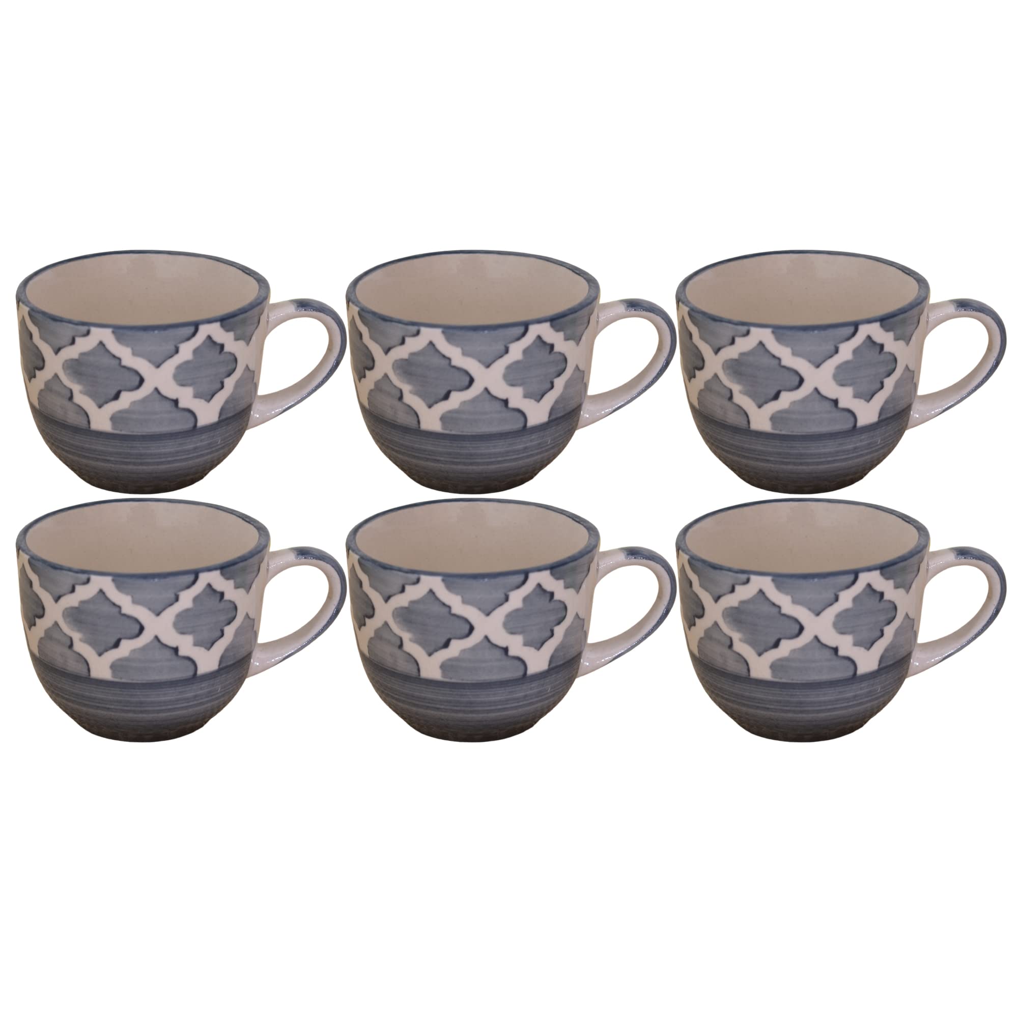 Kunhar Ceramic Tea Cup - 150 Ml, 6 Pieces, Grey