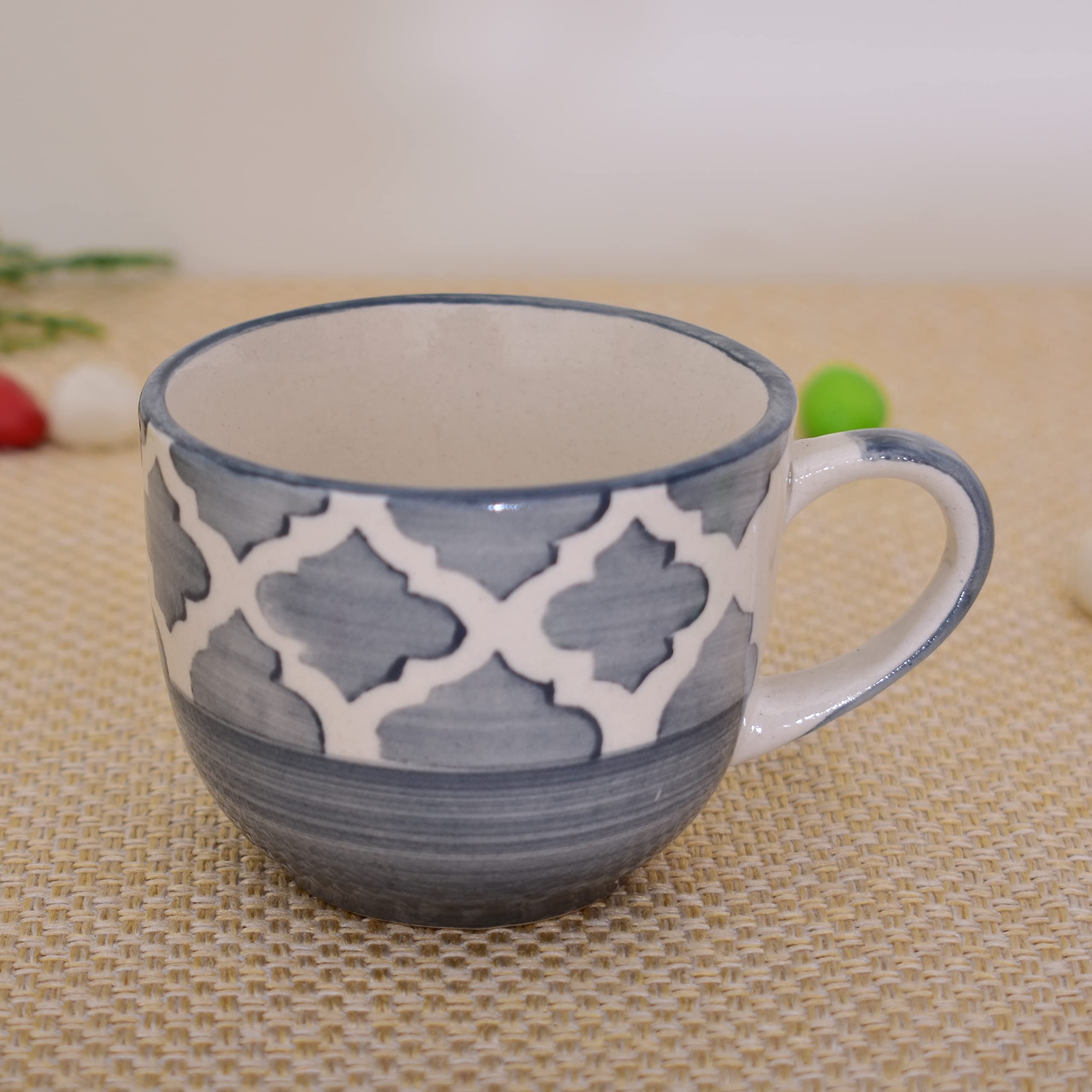 Kunhar Ceramic Tea Cup - 150 Ml, 6 Pieces, Grey