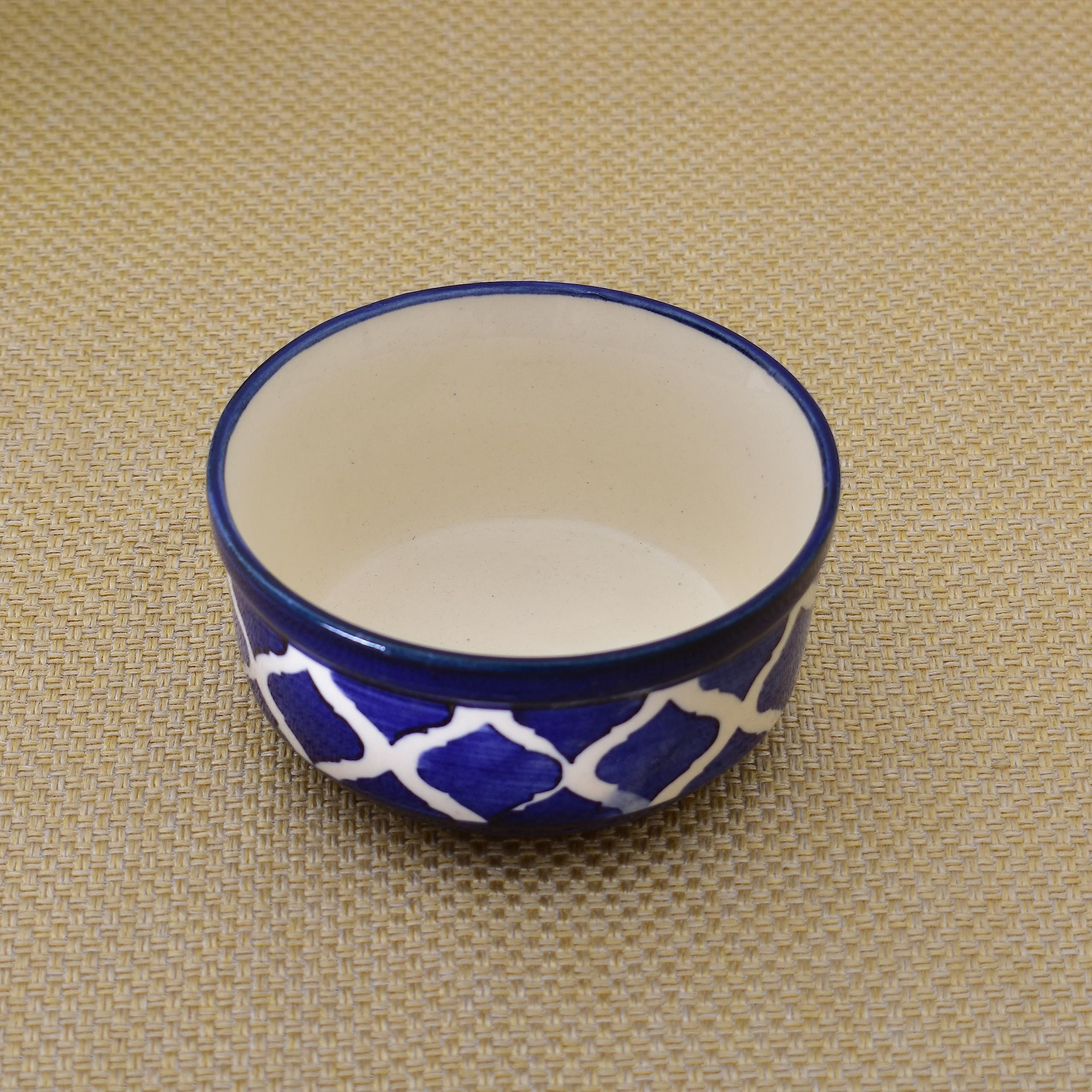 Kunhar Ceramic Serving Bowls – 260 ML, 2 Pieces with 2 Spoon, Blue Chidi