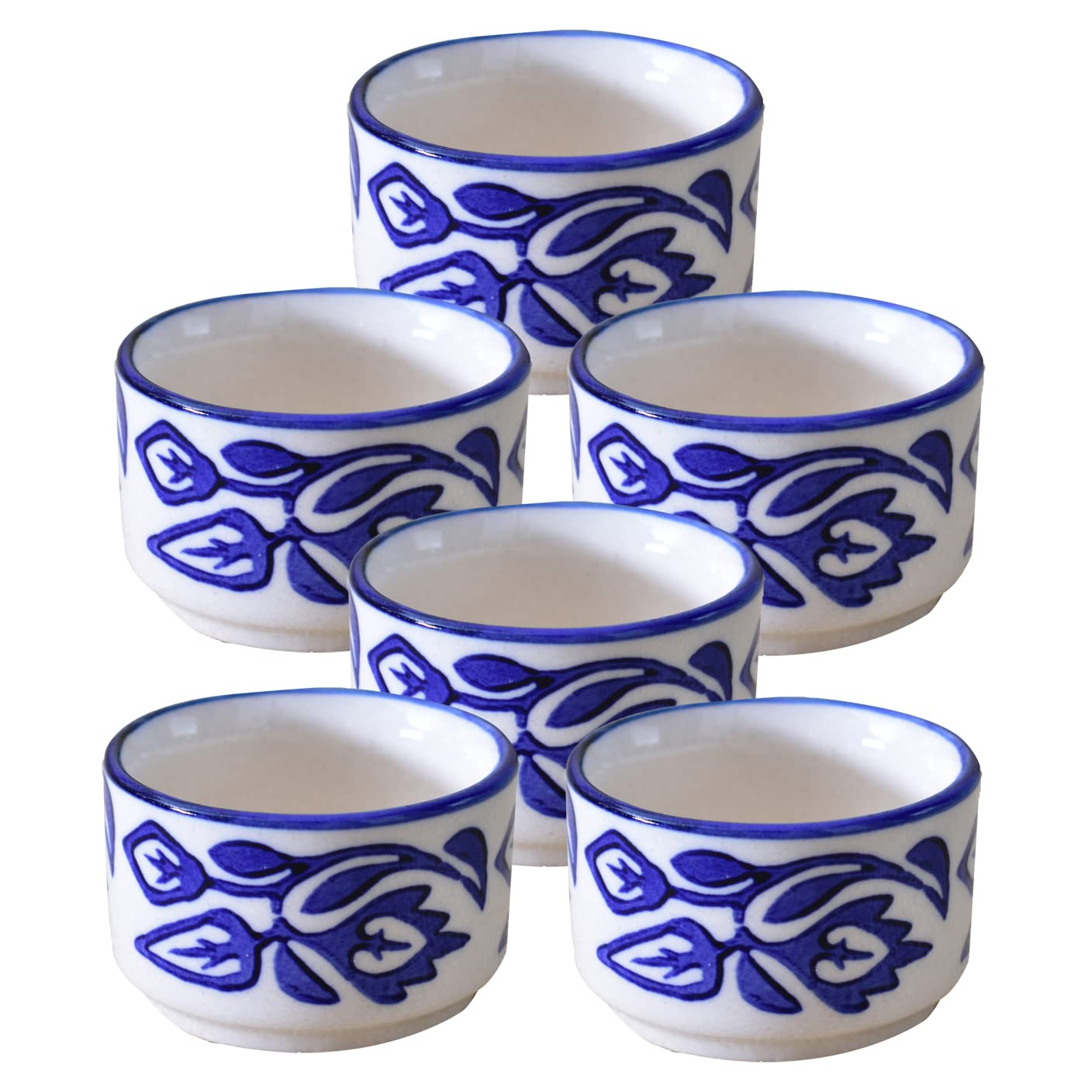 Kunhar Ceramic Sauce Holder - 56 ML, 6 Pieces, Blue