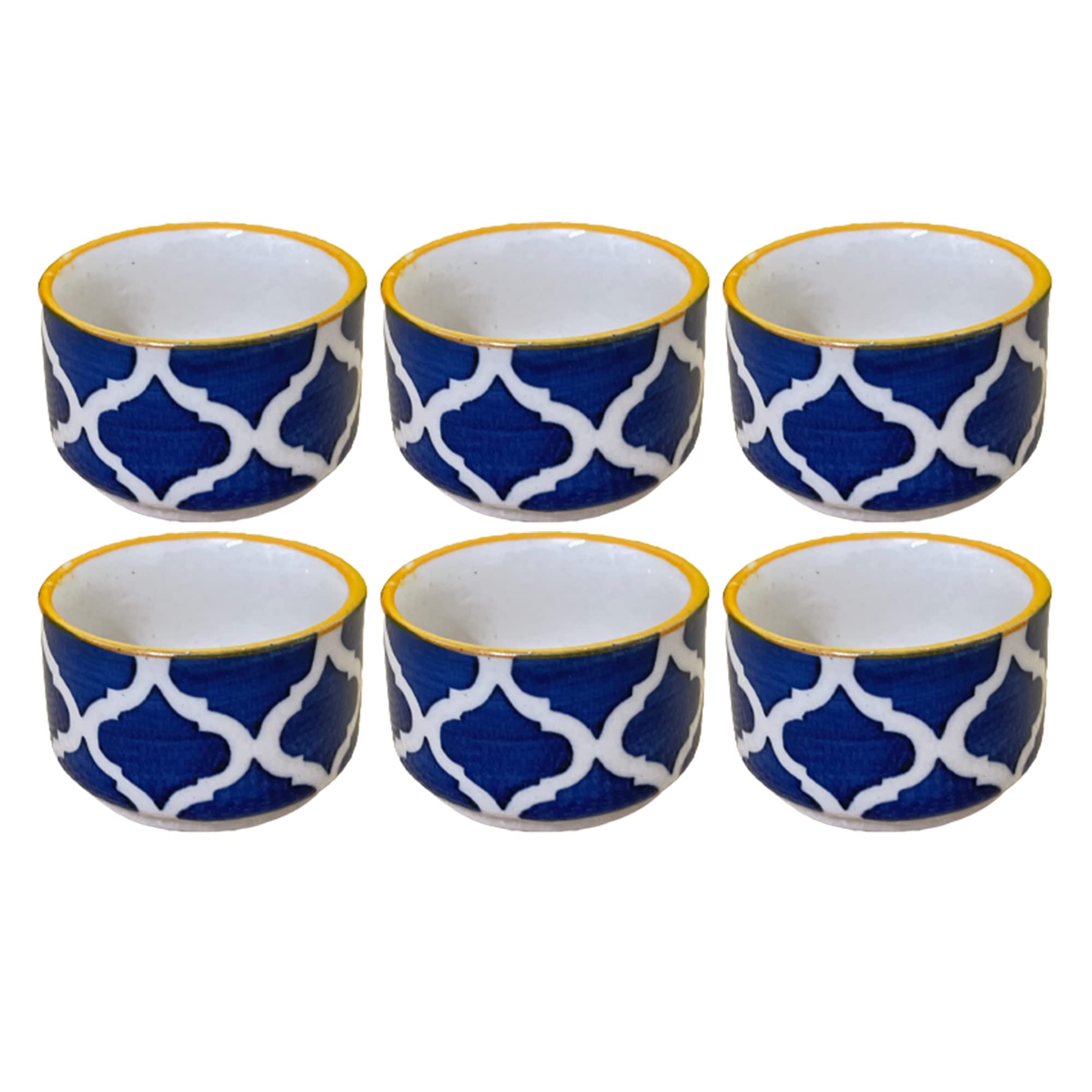 KunhaR Ceramic Sauce Holder - 56 ML, 6 Pieces, Yellow Blue