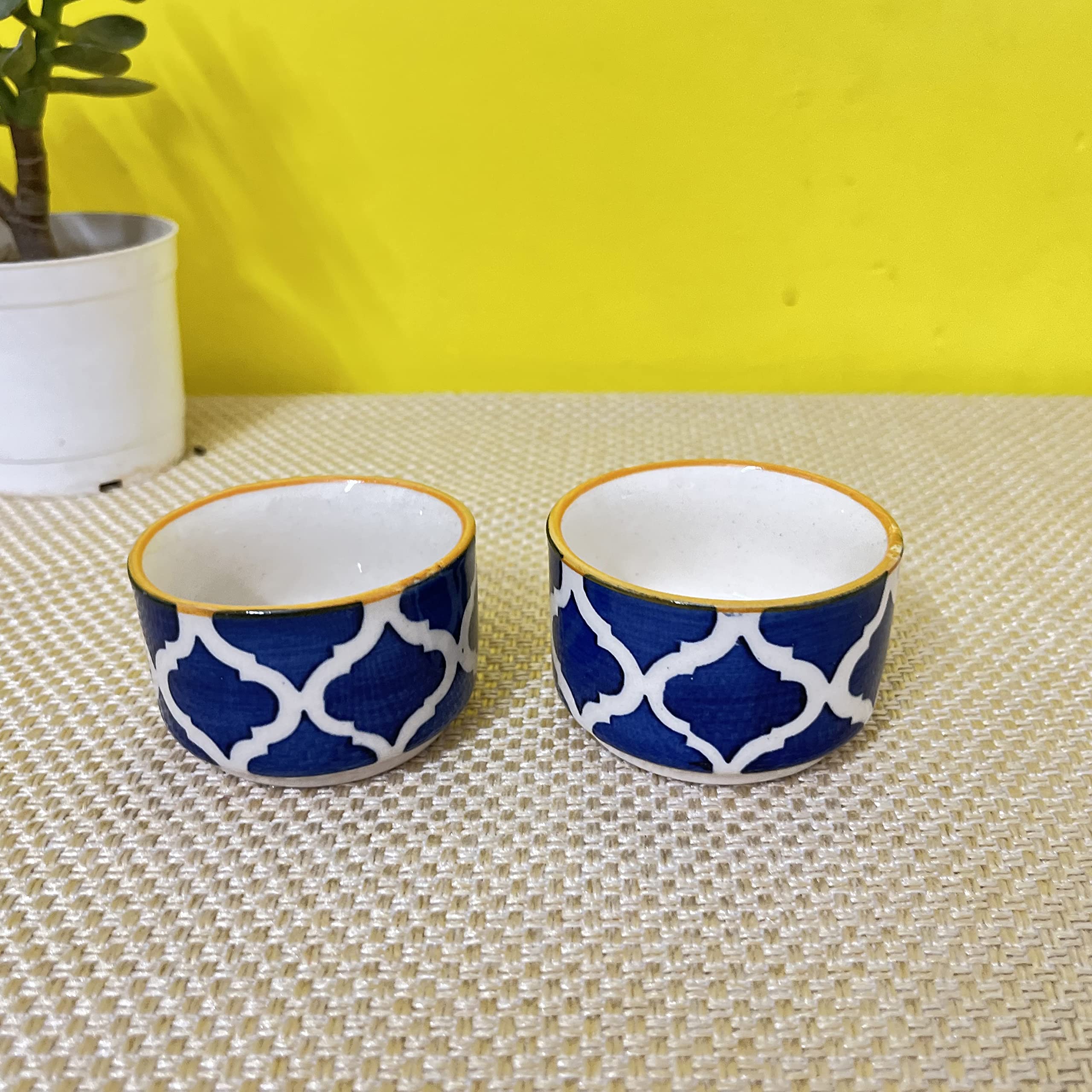 KunhaR Ceramic Sauce Holder - 56 ML, 6 Pieces, Yellow Blue