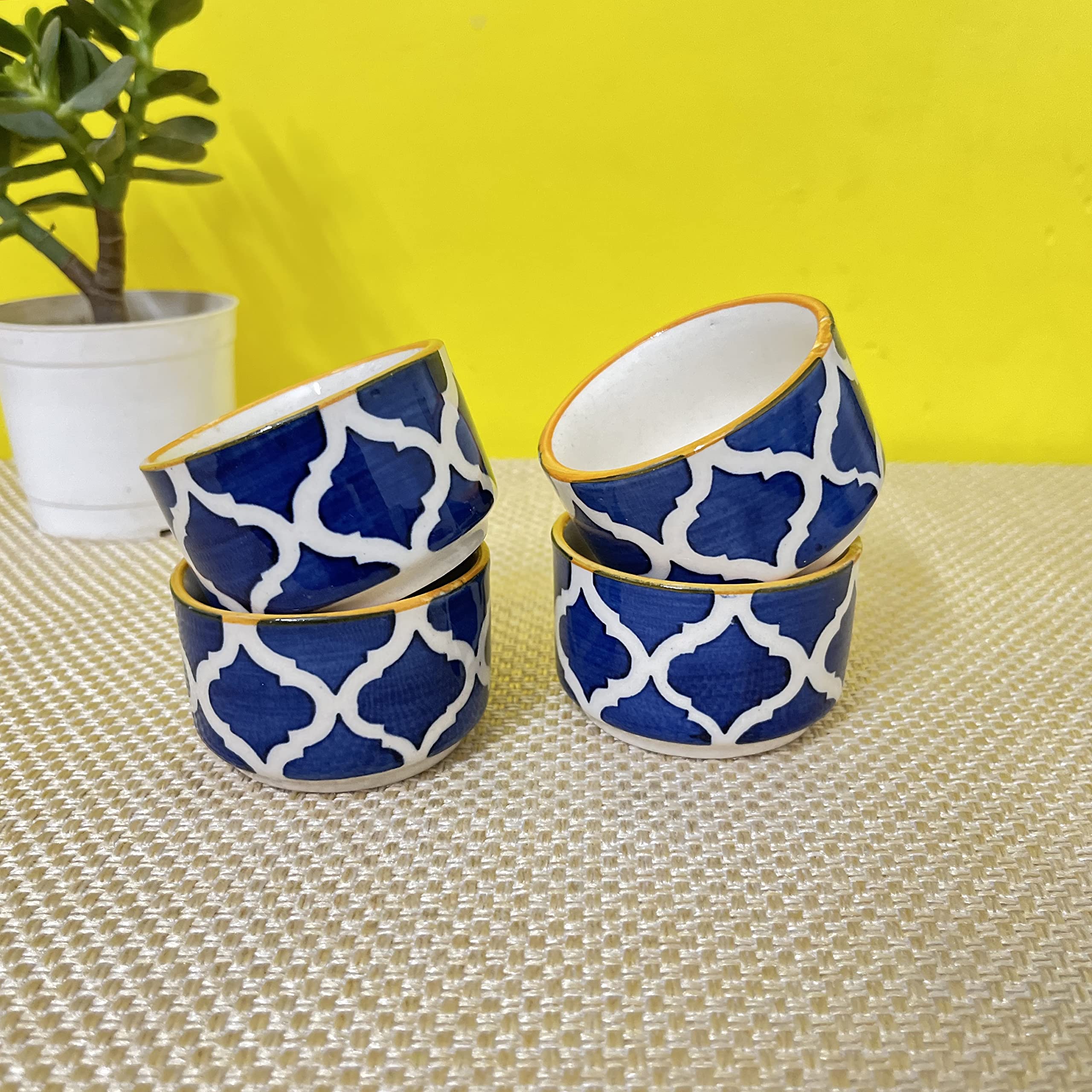 KunhaR Ceramic Sauce Holder - 56 ML, 6 Pieces, Yellow Blue