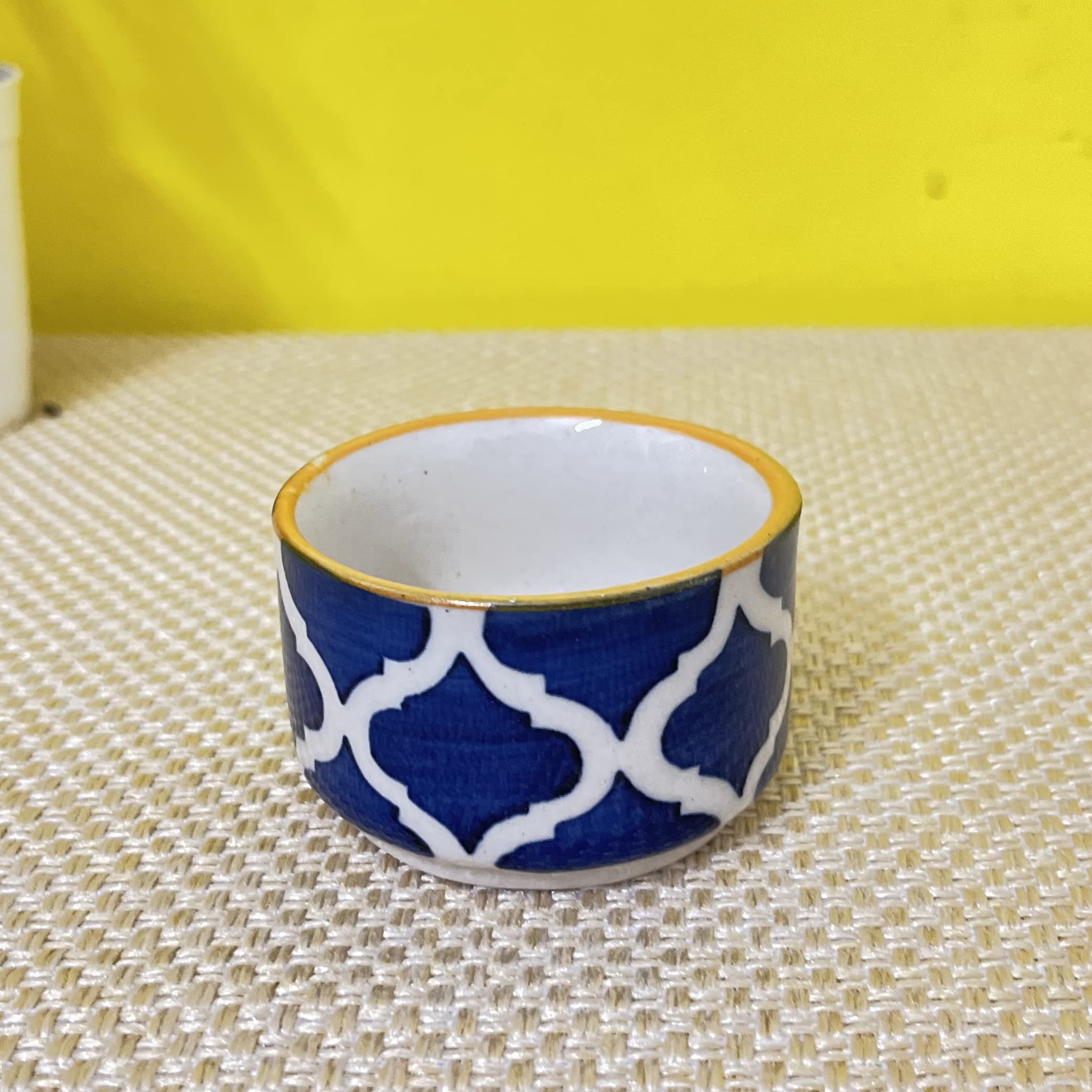 KunhaR Ceramic Sauce Holder - 56 ML, 6 Pieces, Yellow Blue