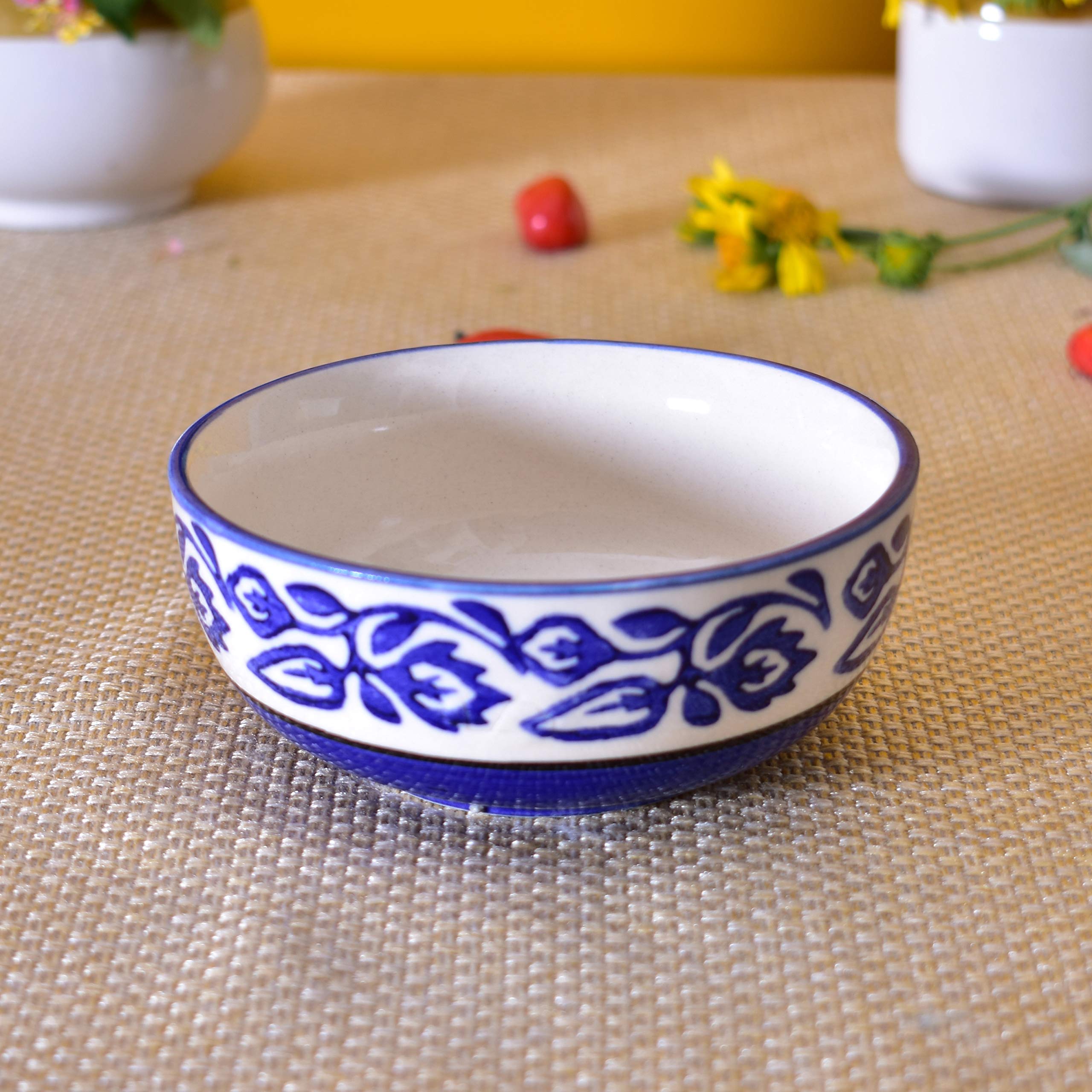 Kunhar Ceramic Serving Bowls (Blue Vine, 1500 ml) - 1 Piece