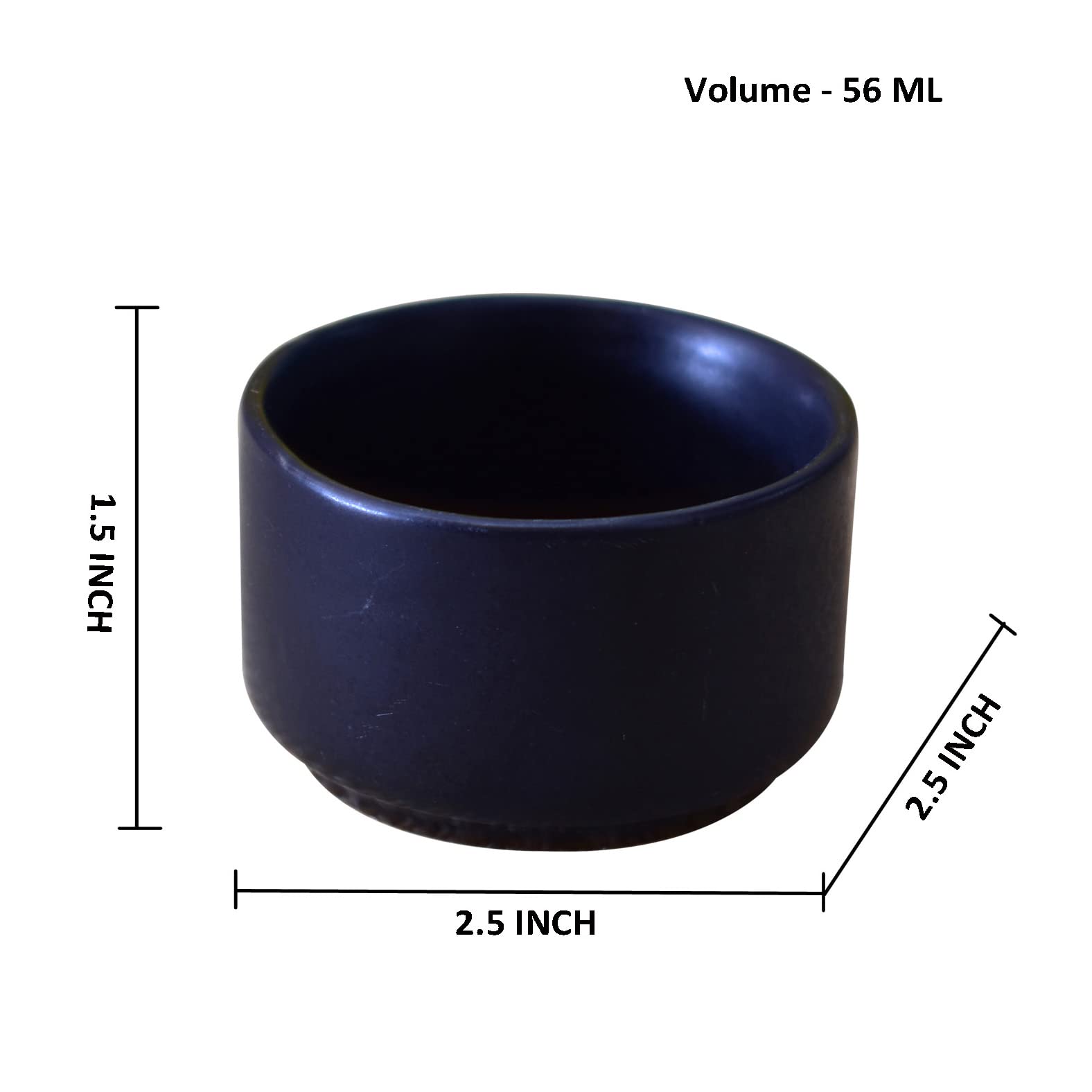 Kunhar Ceramic Sauce Holder - 56 ML, 6 Pieces, White Matt