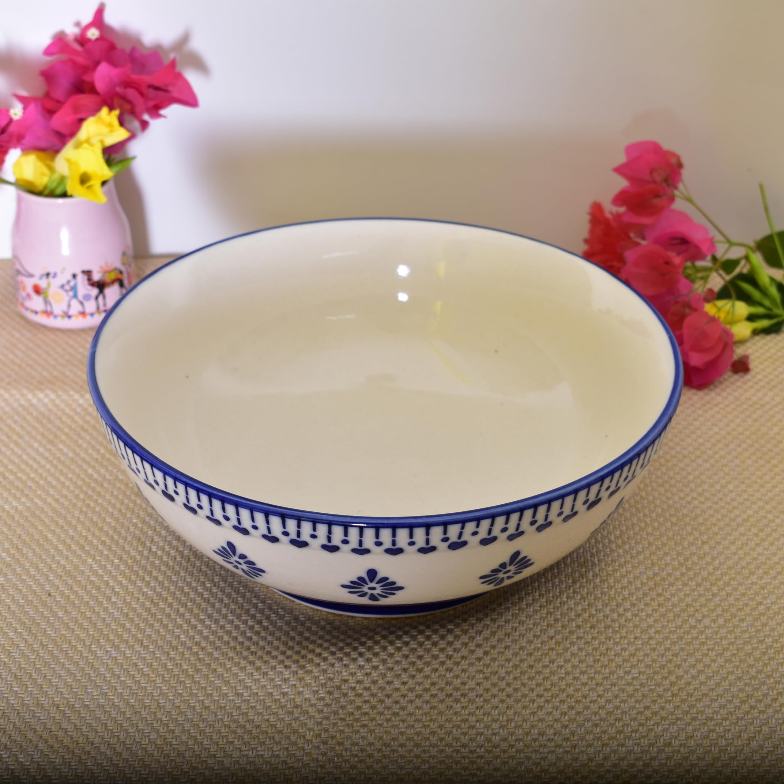 Kunhar Ceramic Serving Bowl, Fruit Bowl for Dinning Table - 1 Piece, 2 LTR