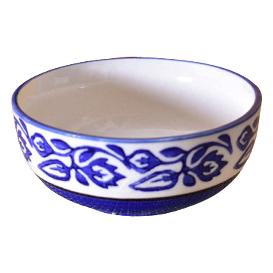 Kunhar Ceramic Serving Bowls (Blue Vine, 400 ml) - 2 Pieces