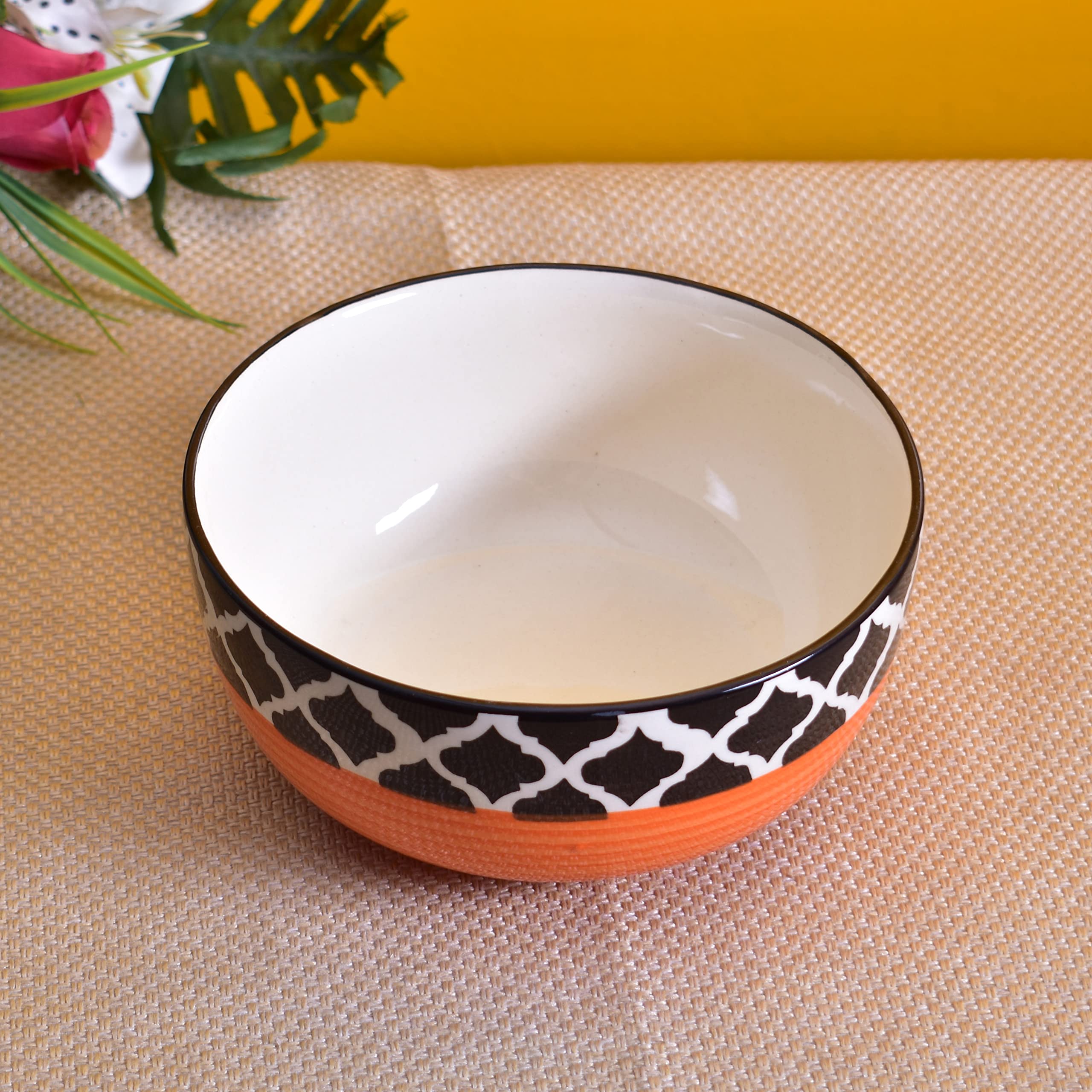 Kunhar Ceramic Bowl - 600 ML, 1 Piece, Red Chidi