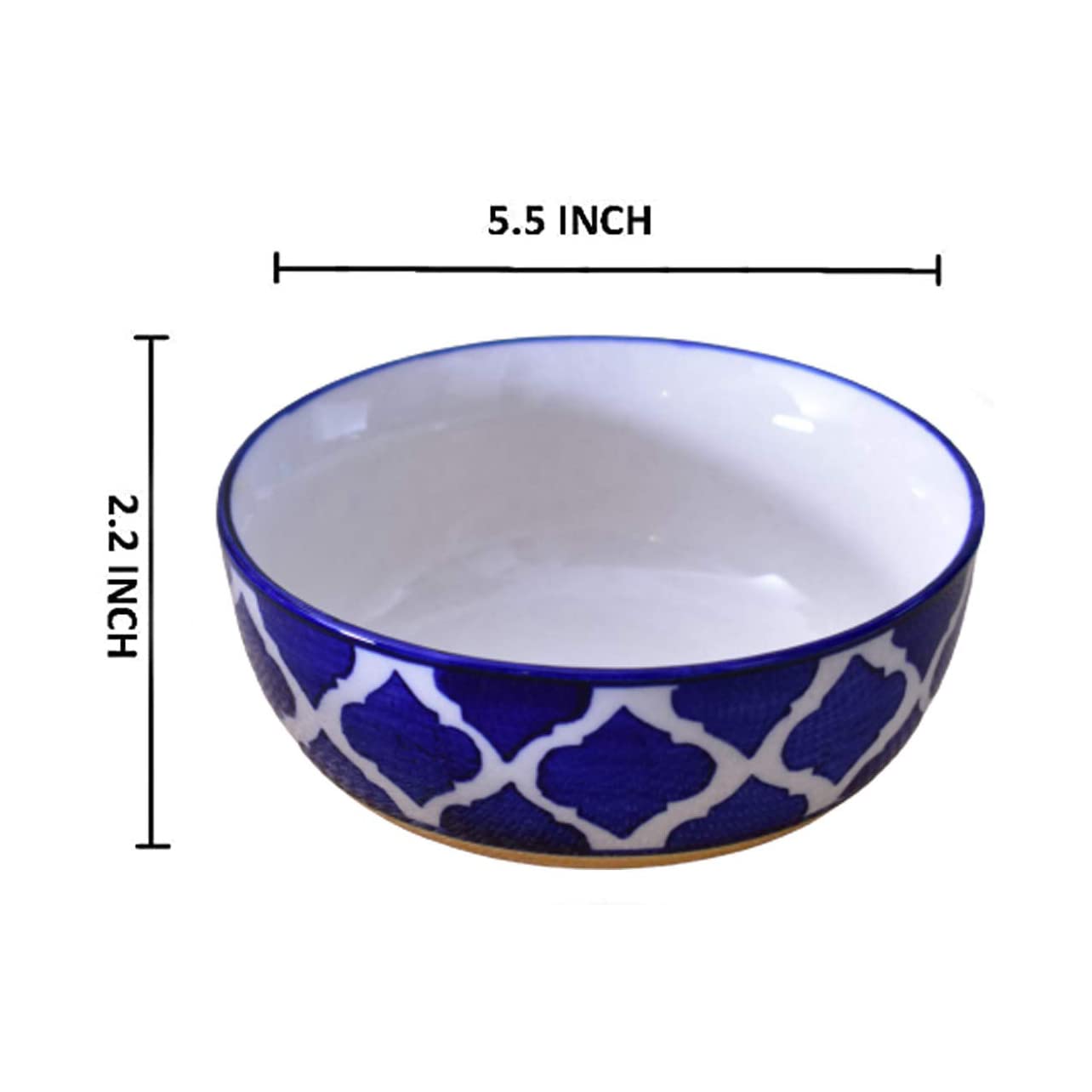 Kunhar Ceramic Serving Bowls (Blue Vine, 600 ml) - 1 Piece