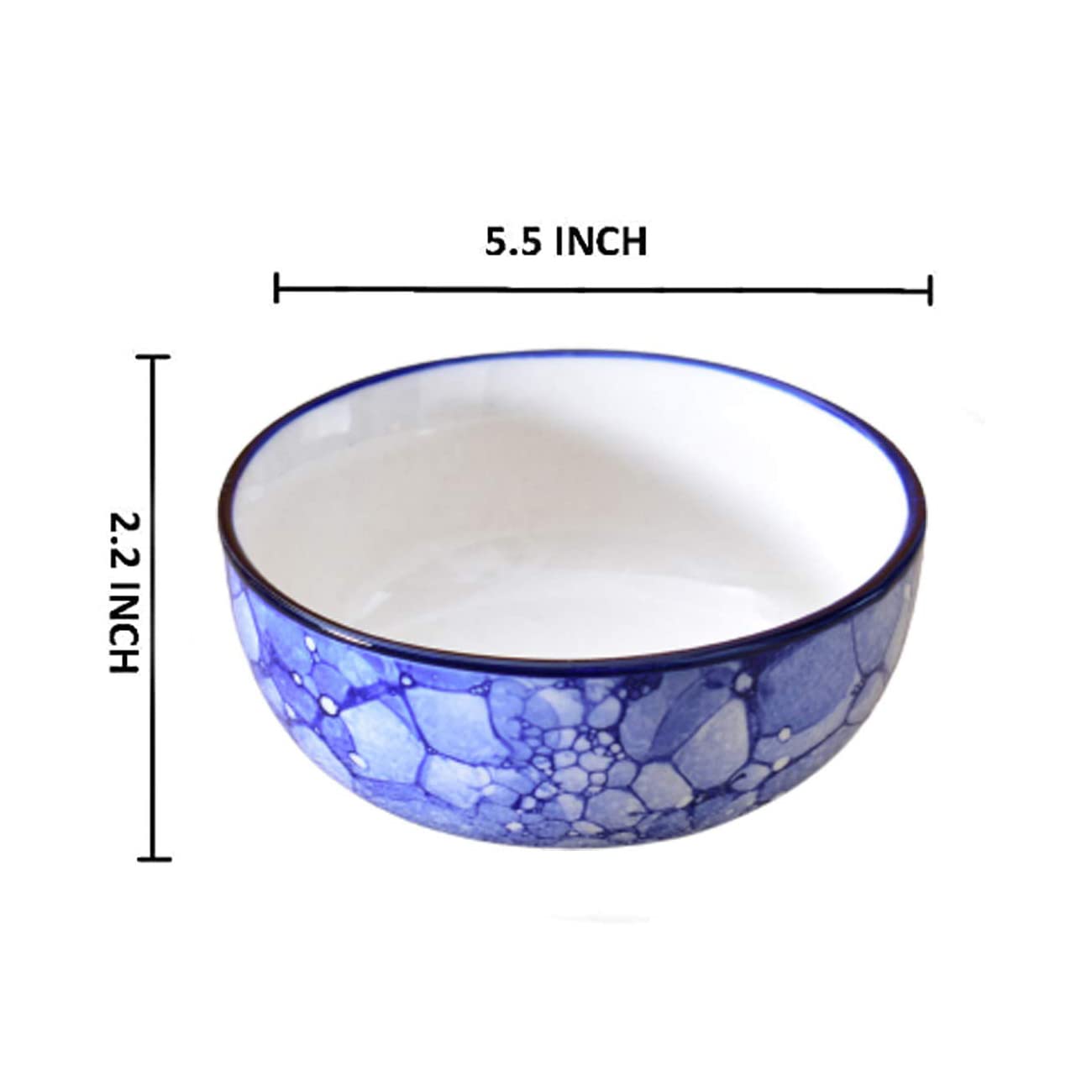 Kunhar Ceramic Serving Bowls (Blue Luster, 600 ml) - 1 Piece