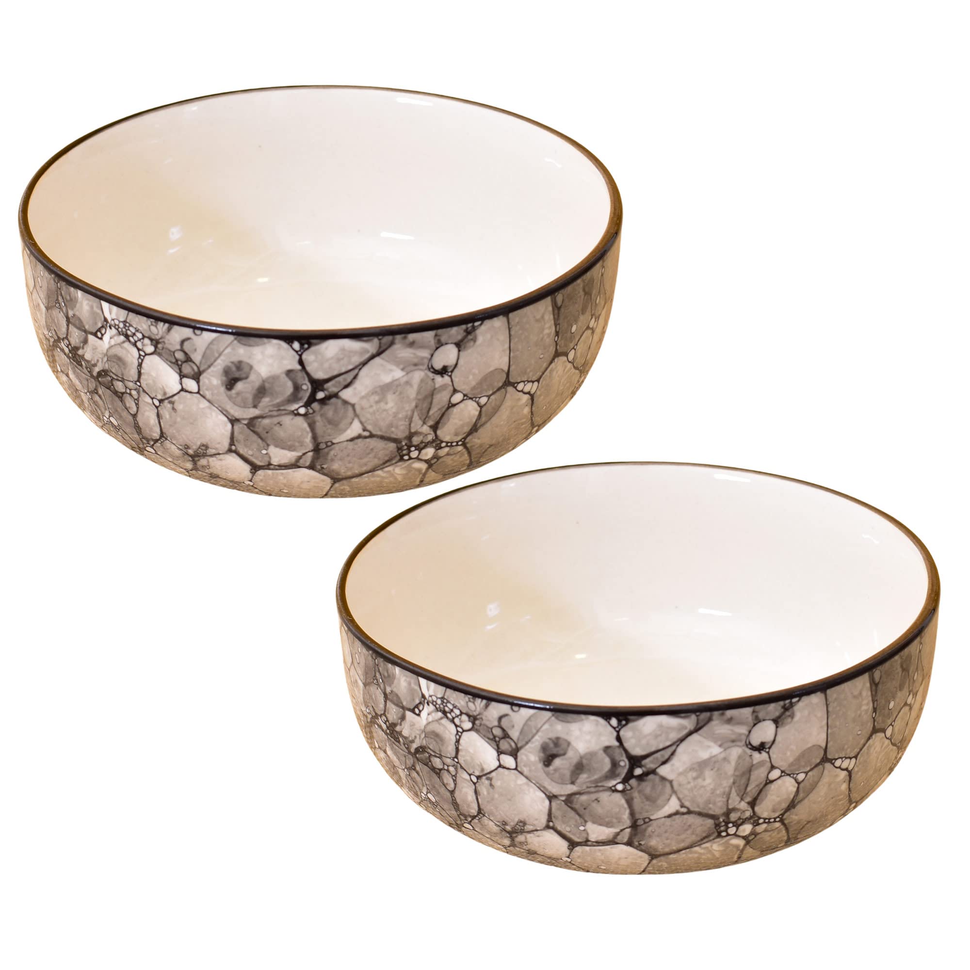 Kunhar Ceramic Mixing Bowls, Microwave Safe Bowl for Kitchen, Freezer & Dishwasher, Ideal for Snacks, Rice, Salad, and Noodles - 600 ML, 2 Pieces, Red Green