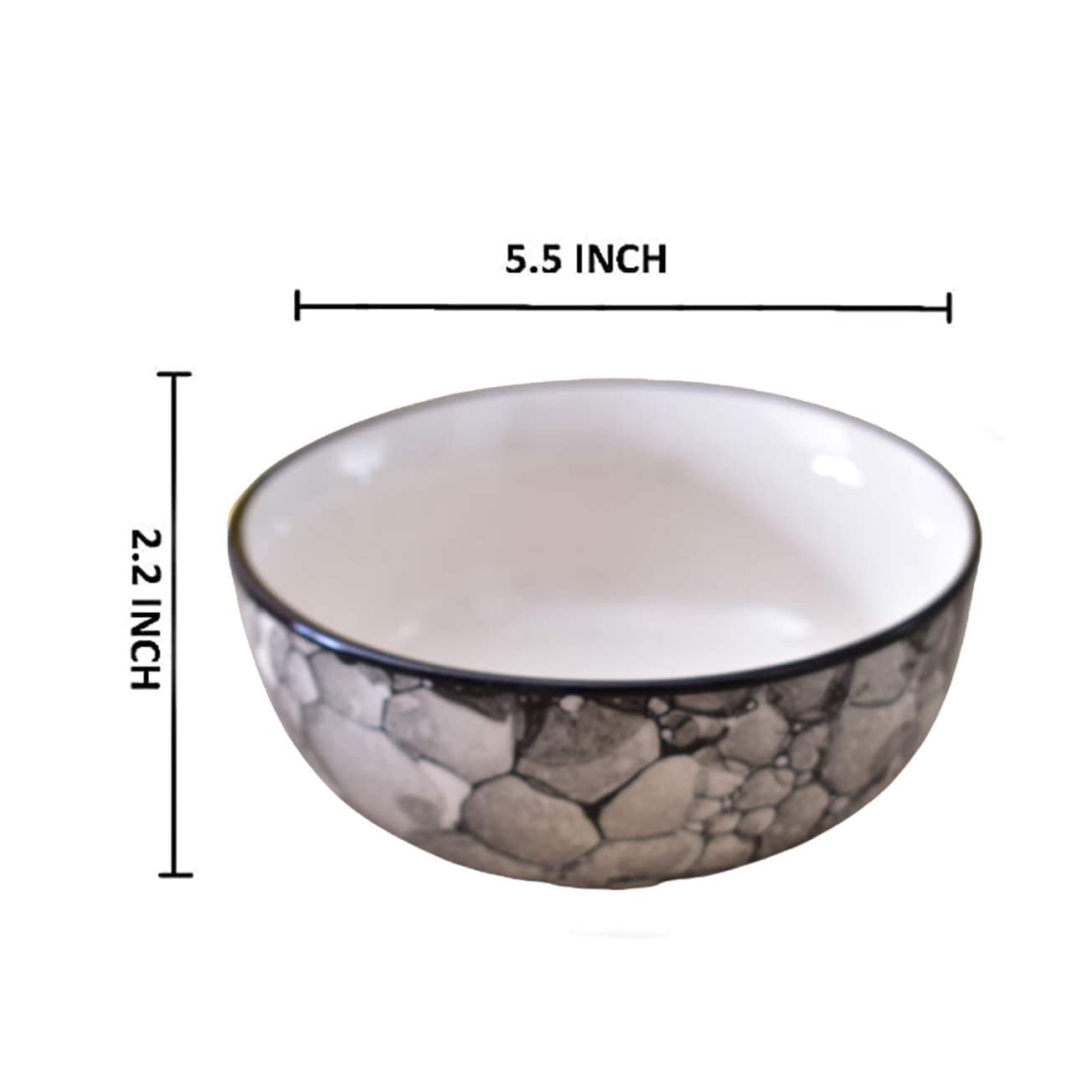 Kunhar Ceramic Mixing Bowls, Microwave Safe Bowl for Kitchen, Freezer & Dishwasher, Ideal for Snacks, Rice, Salad, and Noodles - 600 ML, 2 Pieces, Red Green