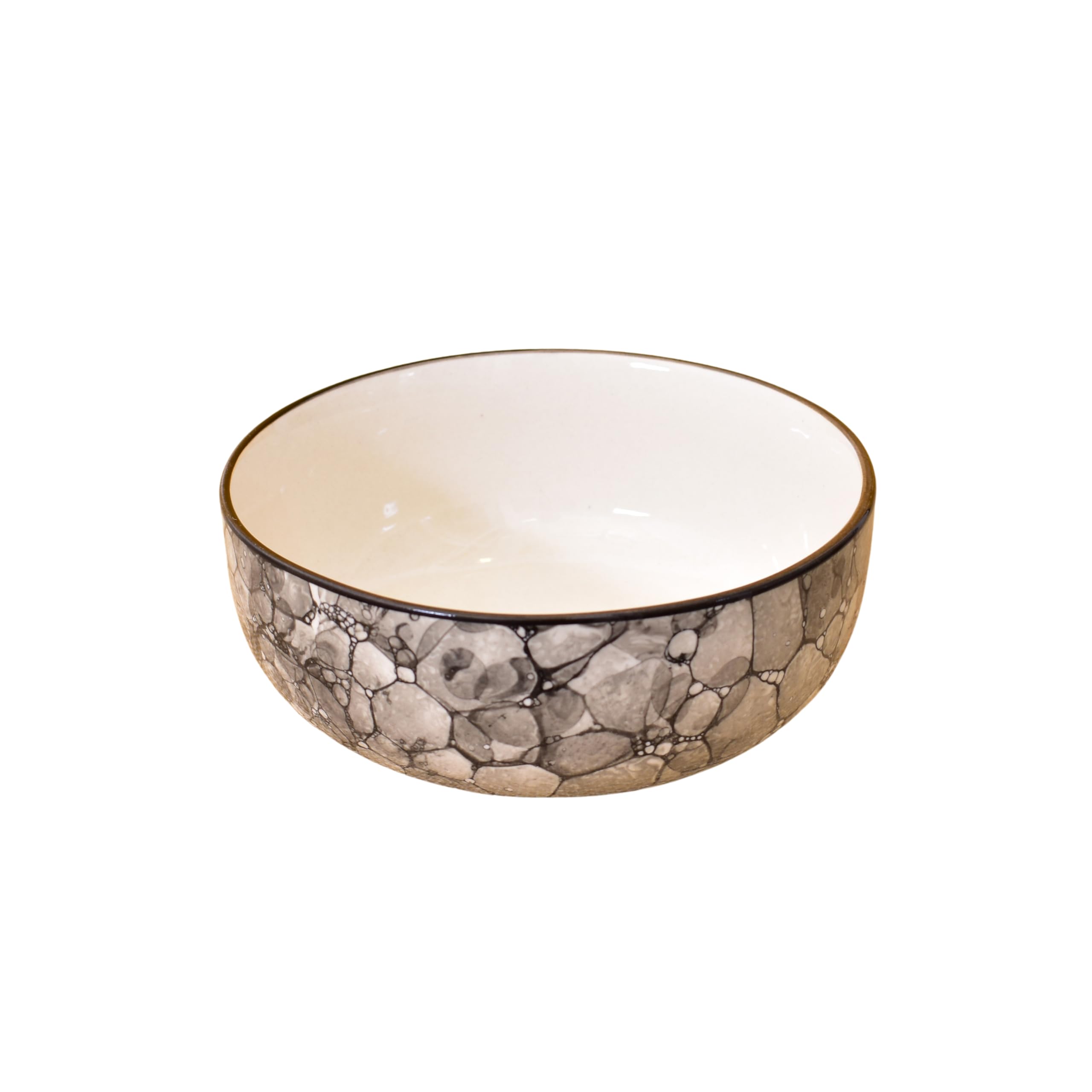 Kunhar Ceramic Mixing Bowls, Microwave Safe Bowl for Kitchen, Freezer & Dishwasher, Ideal for Snacks, Rice, Salad, and Noodles - 600 ML, 2 Pieces, Yellow Blue Chidi