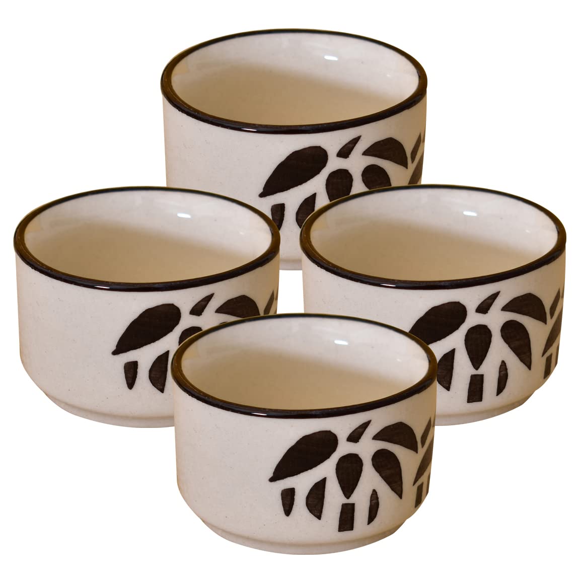 Kunhar Ceramic Sauce Holder - 56 ML, 4 Pieces, Off White