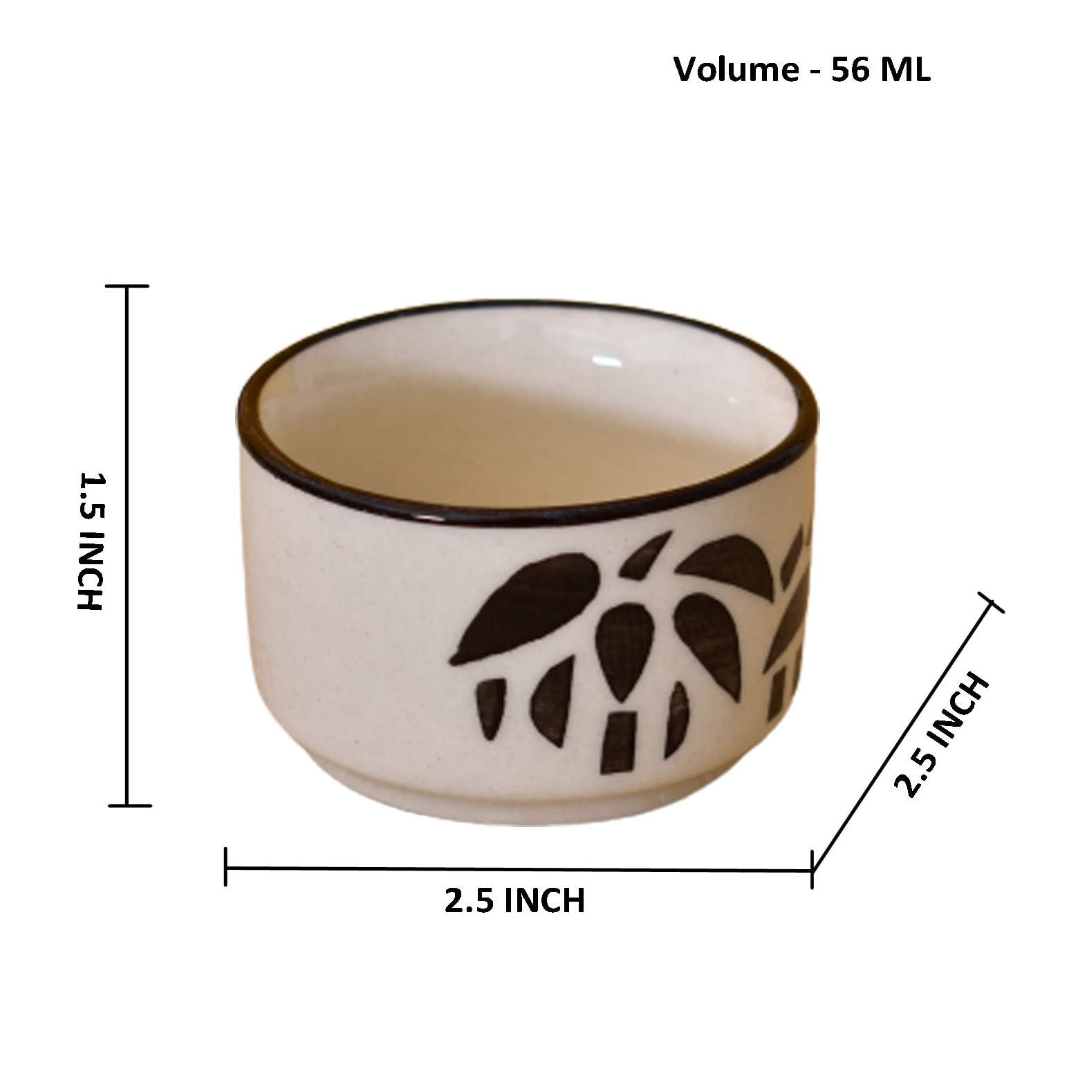 Kunhar Ceramic Sauce Holder - 56 ML, 4 Pieces, Off White