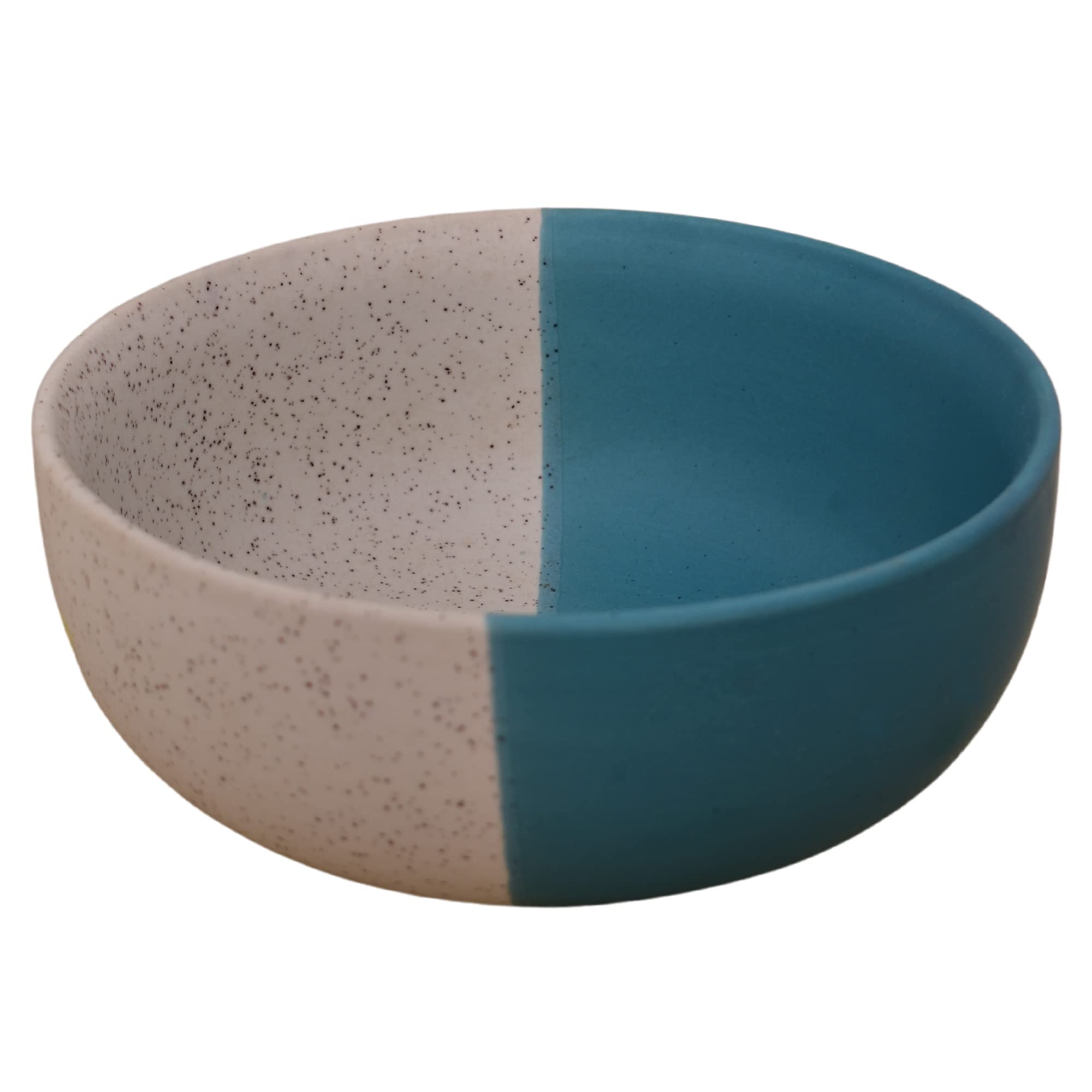 Kunhar Ceramic Bowls - 800 Ml, 1 Piece, White Dusty Blue
