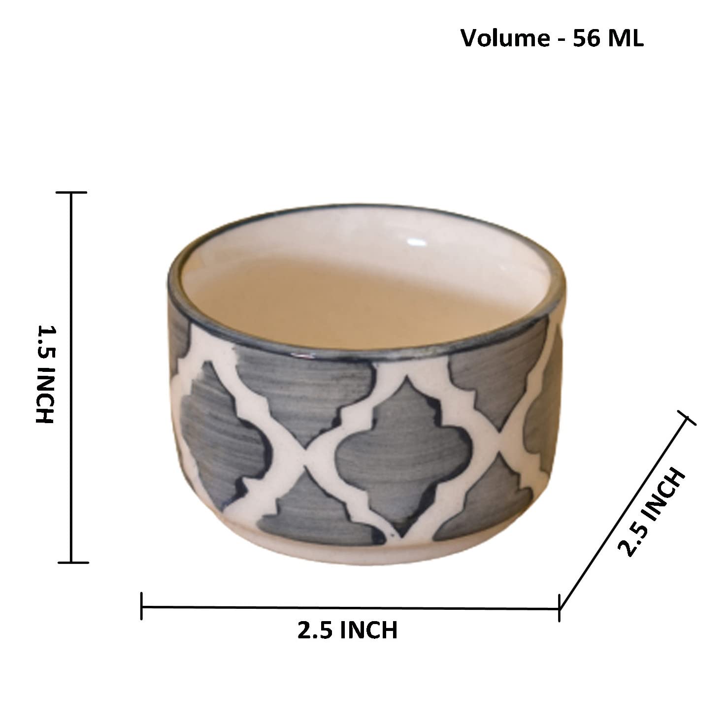 Kunhar Ceramic Sauce Holder - 56 ML, 4 Pieces, Gray