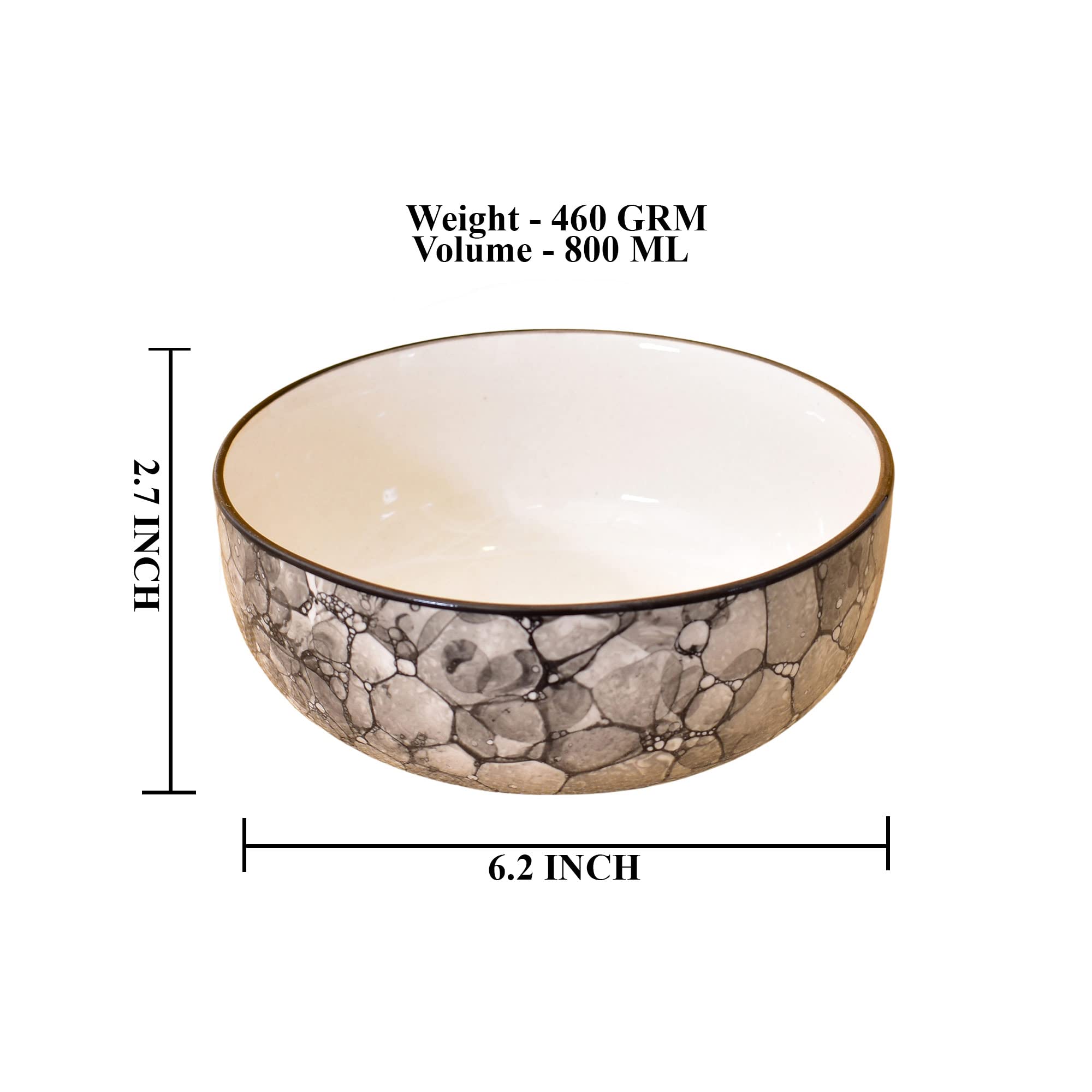 Kunhar Ceramic Mixing Bowls, Microwave Safe Bowl for Kitchen, Freezer & Dishwasher, Ideal for Snacks, Rice, Salad, and Noodles - 800 ML, 2 Pieces, Yellow Blue Chidi