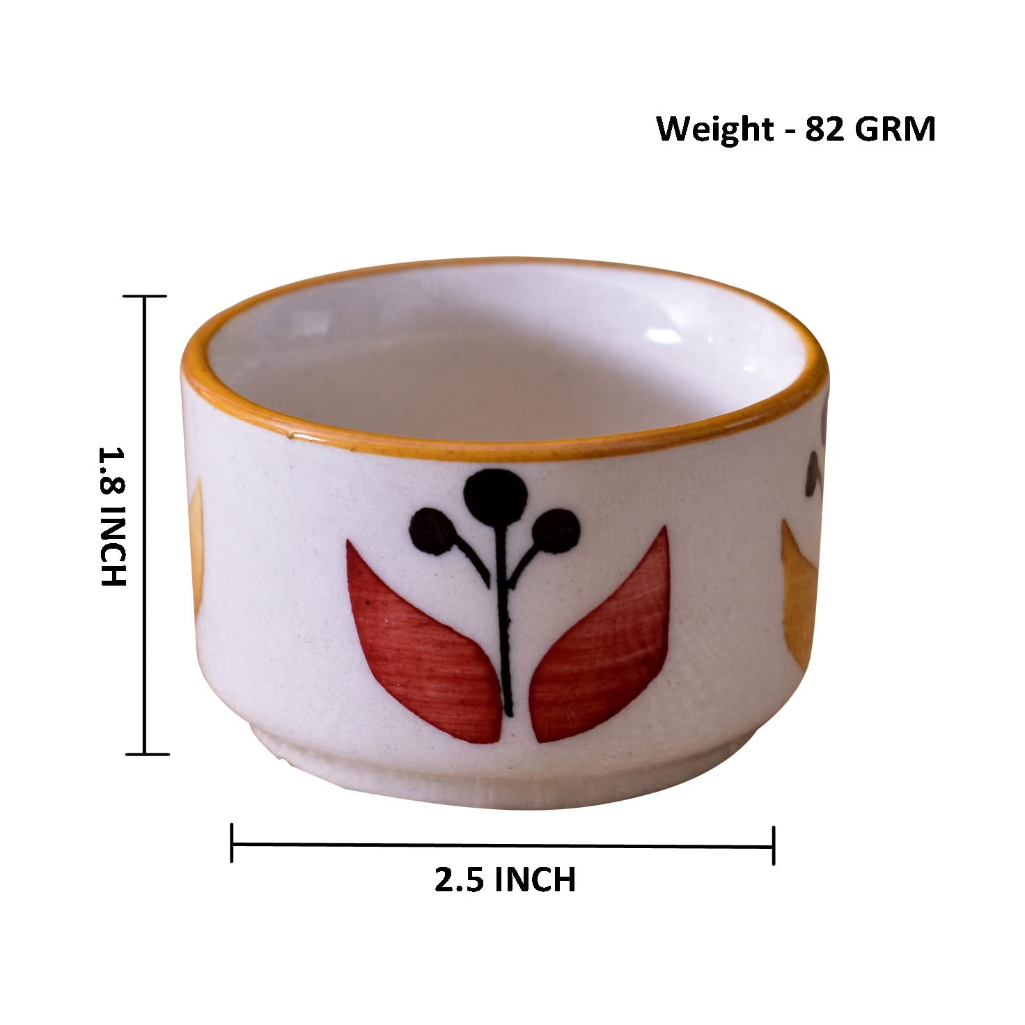 Kunhar Ceramic Sauce Holder - 56 ML, 4 Pieces, White Yellow