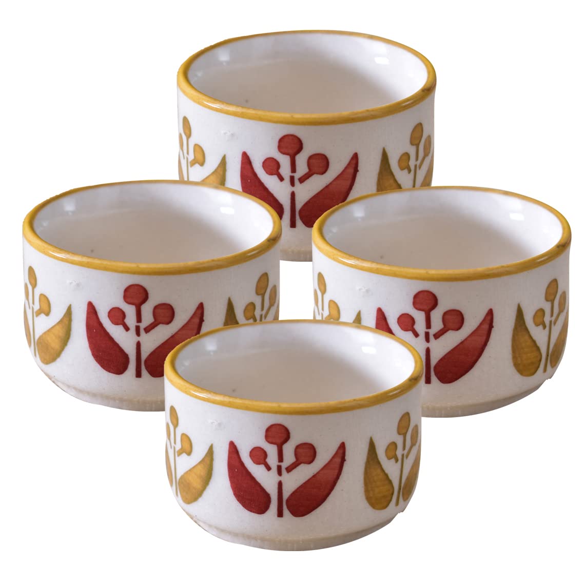 Kunhar Ceramic Sauce Holder - 56 ML, 4 Pieces, Off White