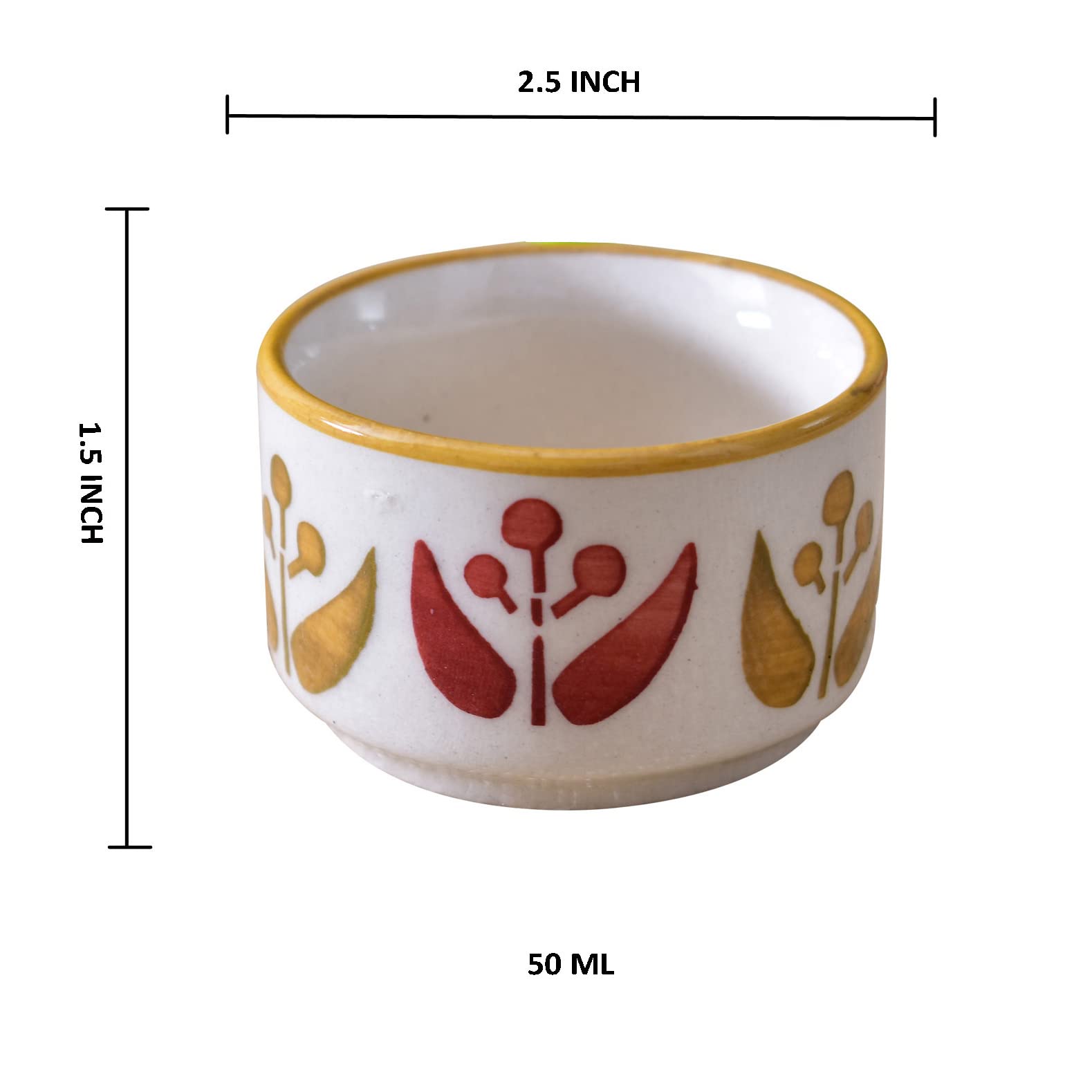 Kunhar Ceramic Sauce Holder - 56 ML, 4 Pieces, Off White