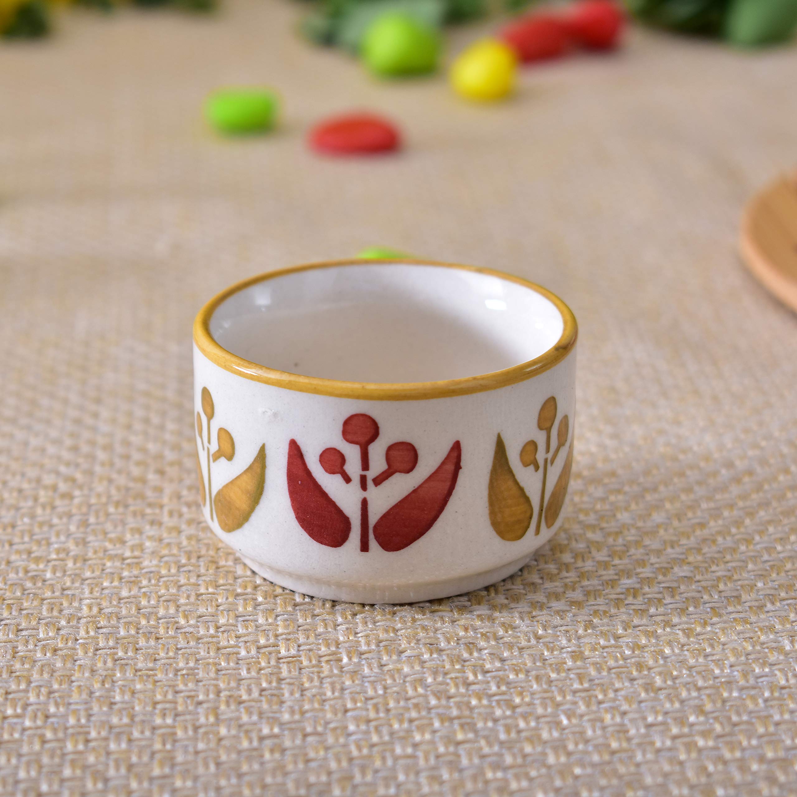 Kunhar Ceramic Sauce Holder - 56 ML, 4 Pieces, Off White
