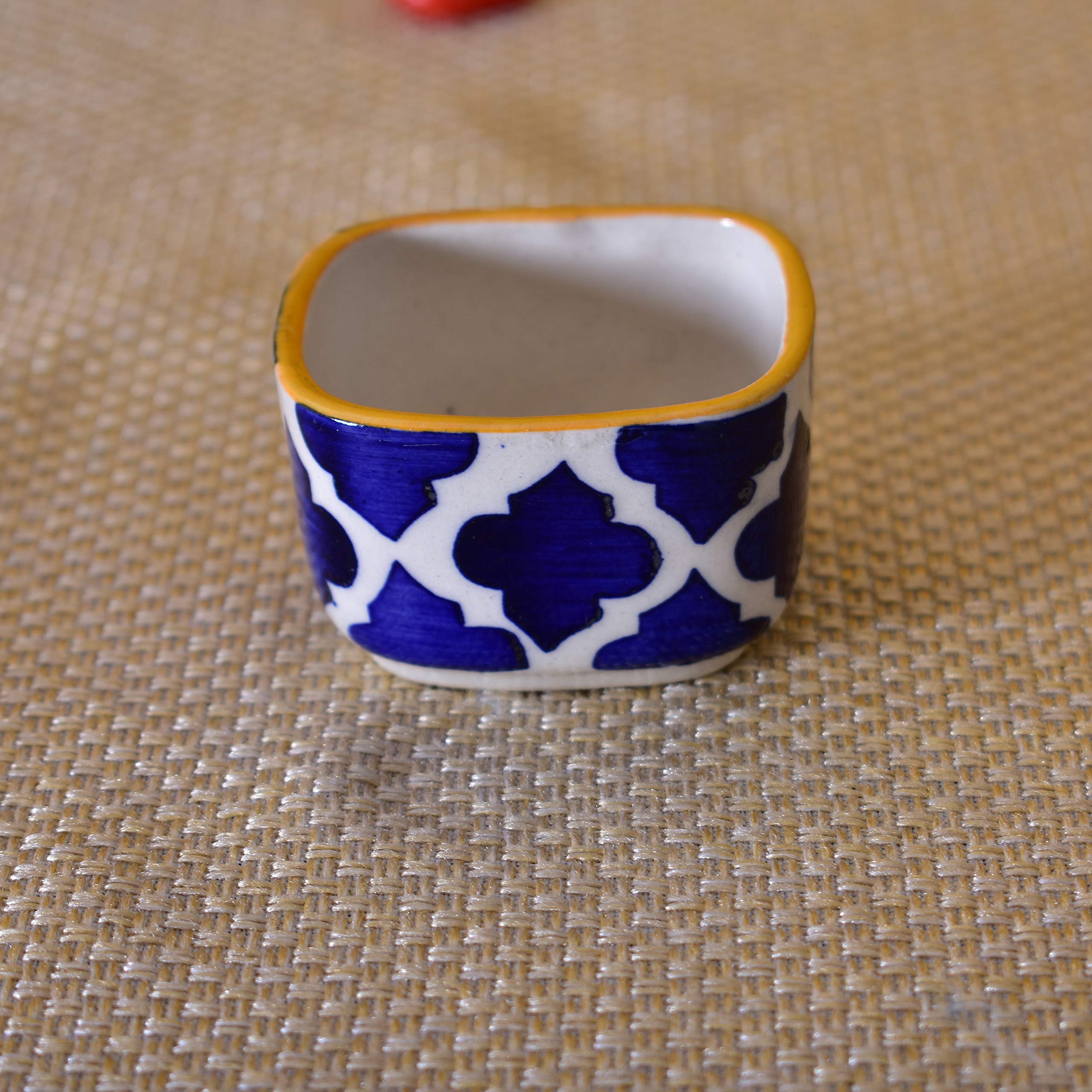 Kunhar Ceramic Sauce Holder - 56 ML, 4 Pieces, Yellow Blue