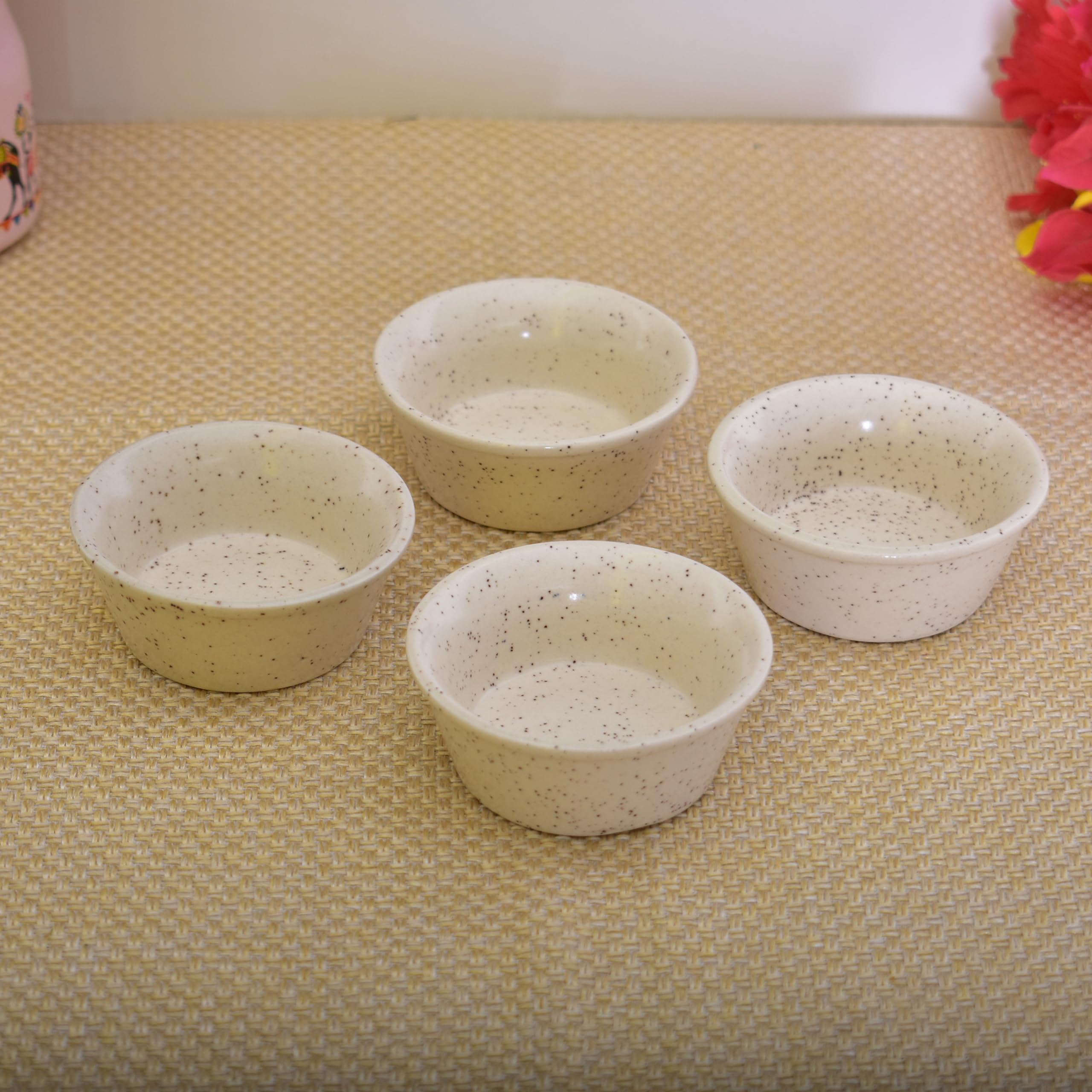 Kunhar Ceramic Sauce Holder - 65 ML, 4 Pieces, White Matt