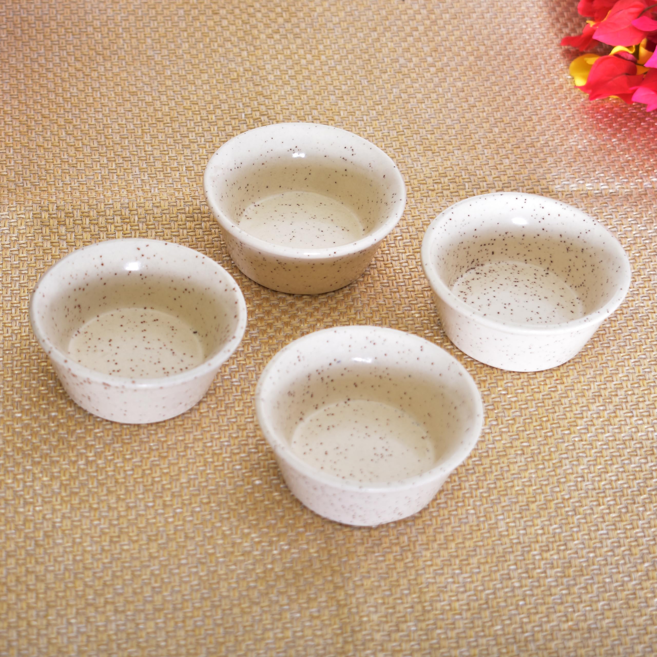 Kunhar Ceramic Sauce Holder - 65 ML, 4 Pieces, White Matt