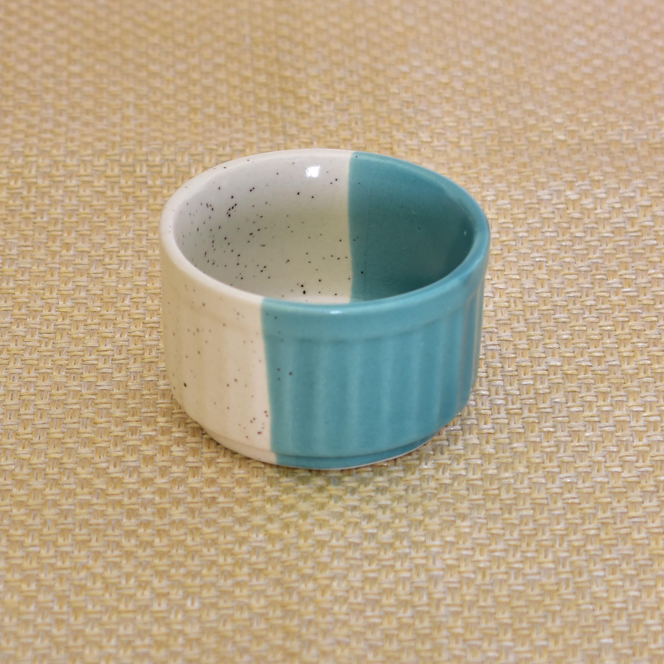Kunhar Ceramic Sauce Holder - 56 ML, 4 Pieces, White Dusty Blue