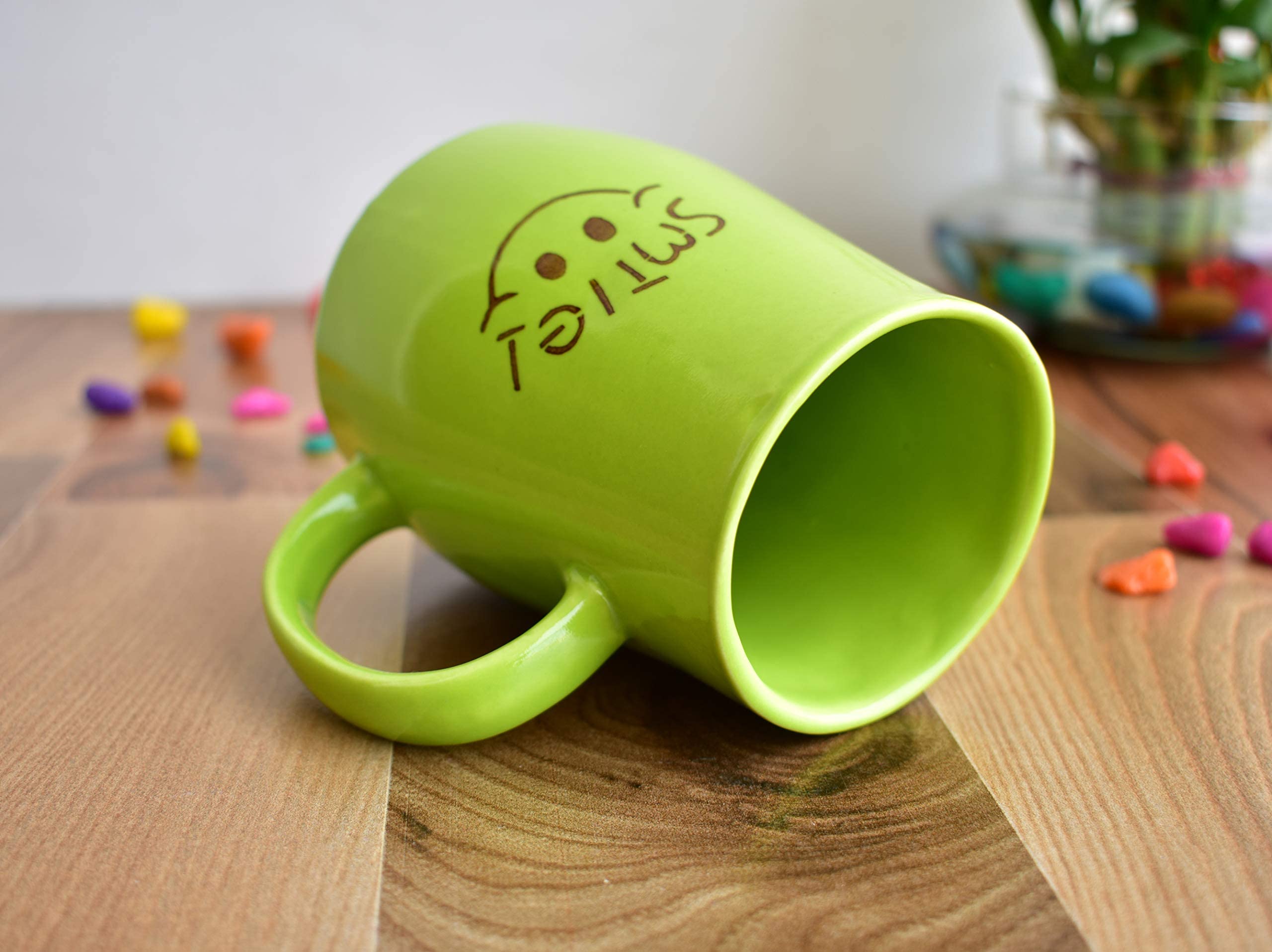 Kunhar Ceramic Coffee Mug, Ceramic Milk Mug - 4 Pieces, Green, 350 ml