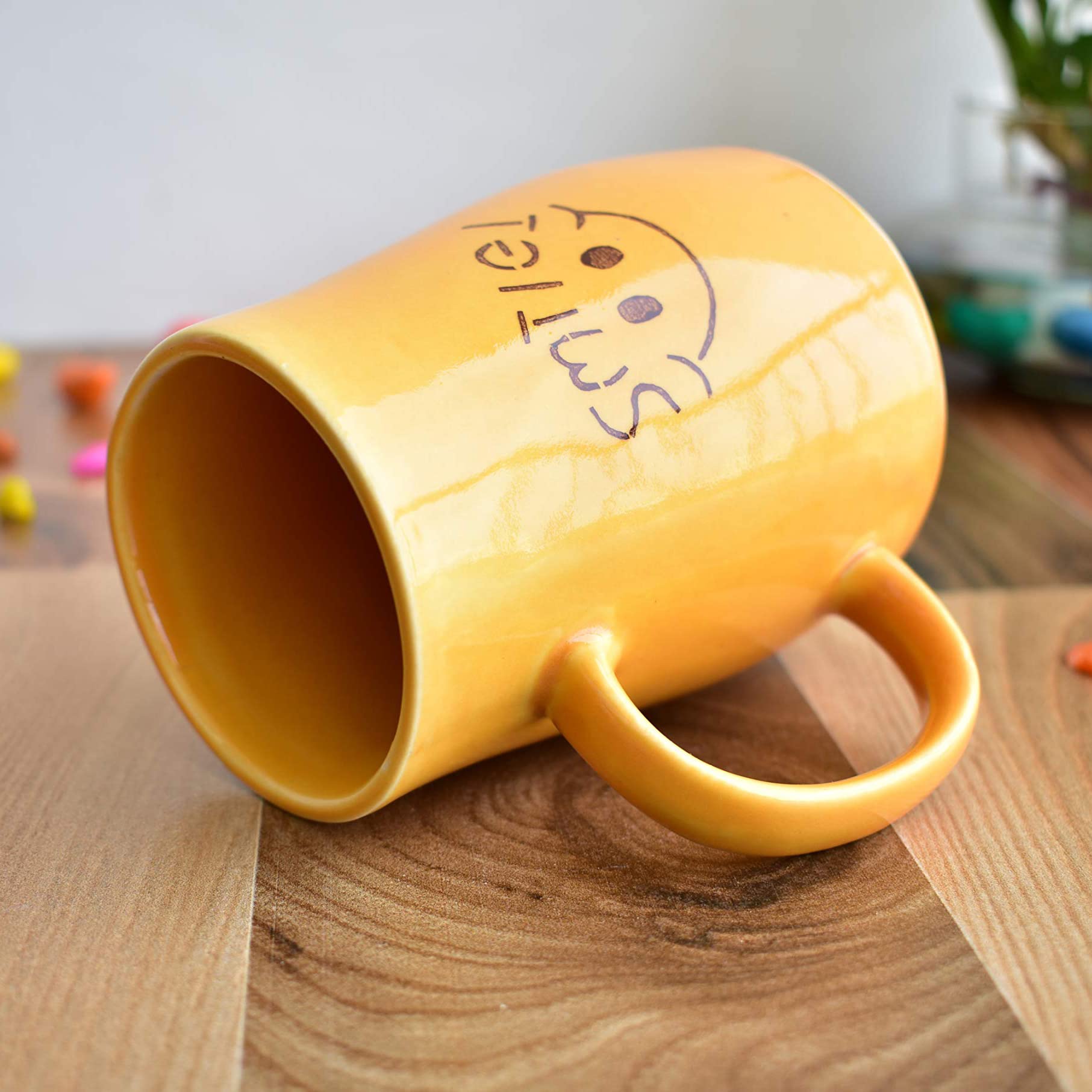 Kunhar Ceramic Coffee Mug, Ceramic Milk Mug - 4 Pieces, Orange, 350 ml