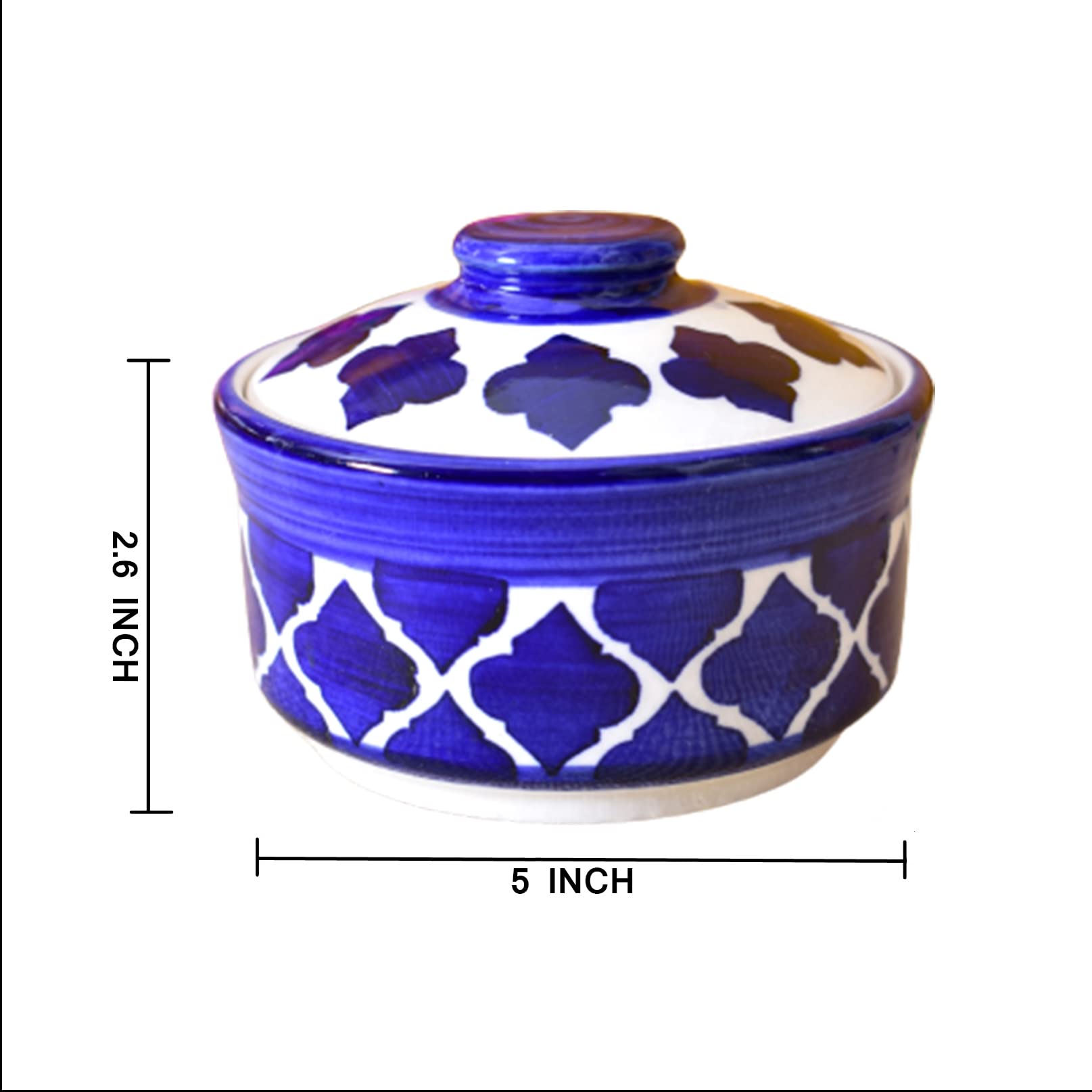 Kunhar Multipurpose Ceramic Donga – Blue Star | 450 ML Lidded Serving Donga | Microwave & Dishwasher Safe | Ideal for Gravy, Dal, Curry & More