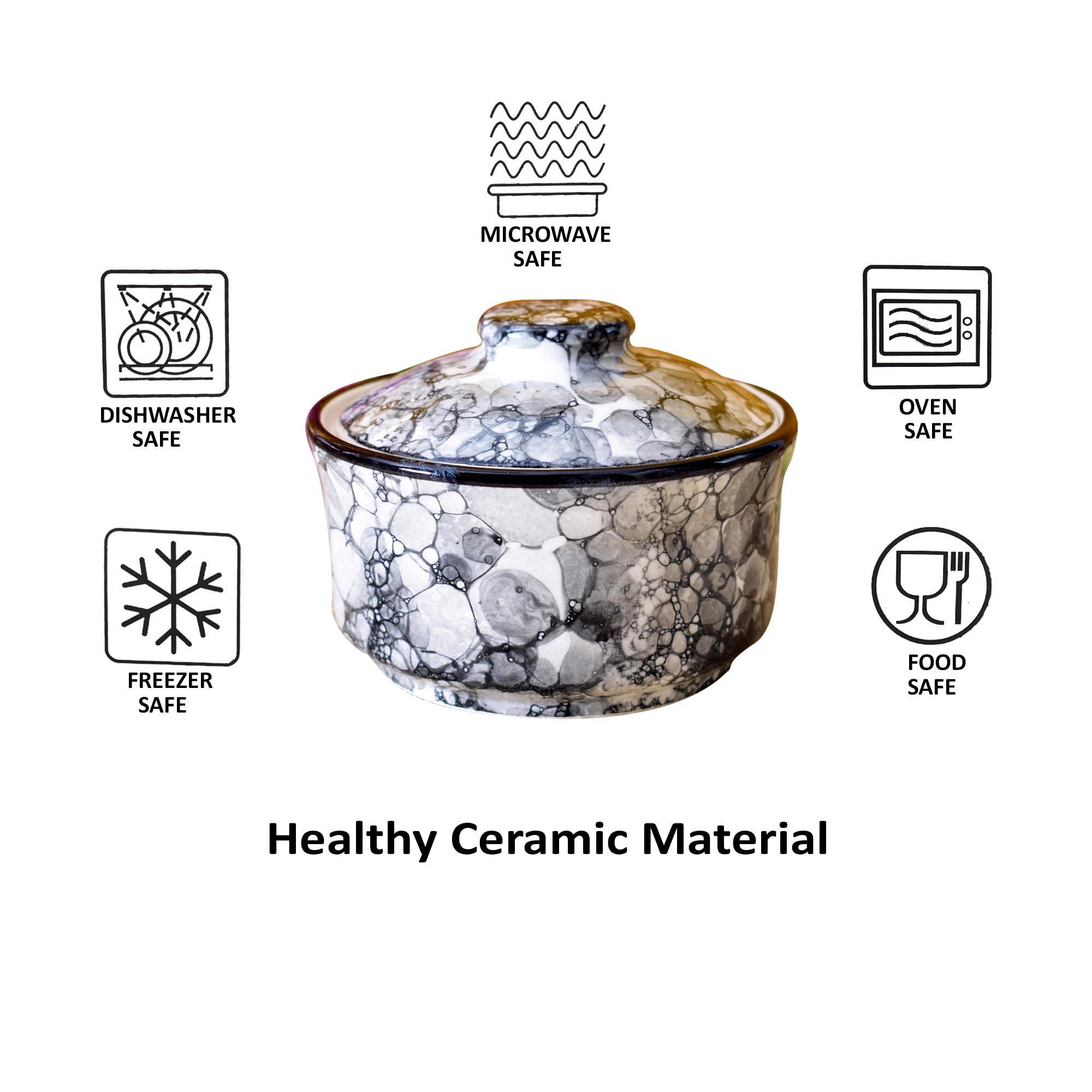 Kunhar Ceramic Donga with Lid, Ceramic Serving Donga, 450 Ml, 1 Piece, Black Luster