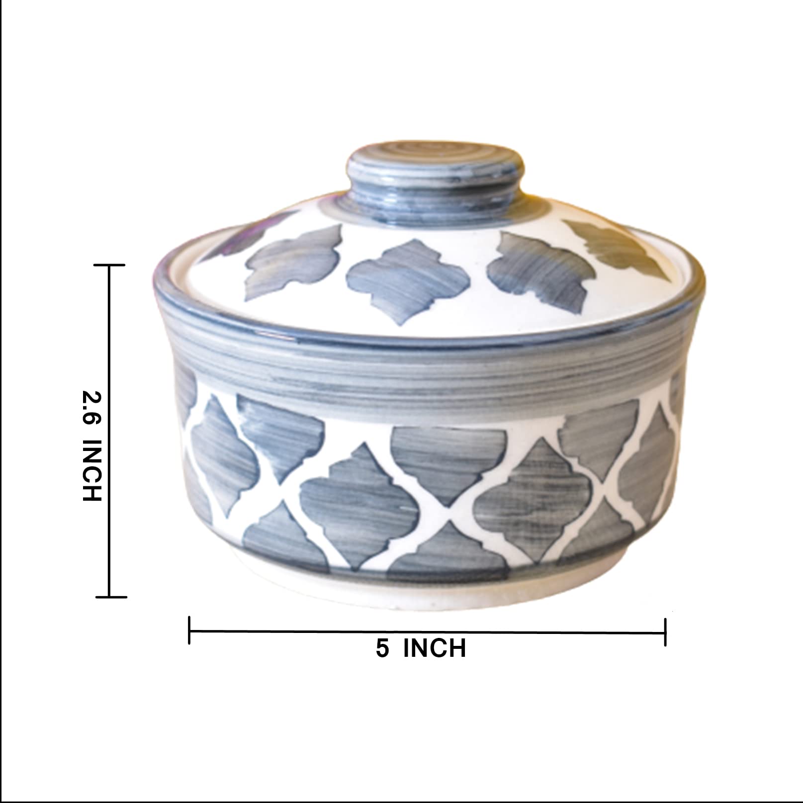 Kunhar Multipurpose Ceramic Donga – Grey Star | 450 ML Lidded Serving Donga | Microwave & Dishwasher Safe | Ideal for Gravy, Dal, Curry & More