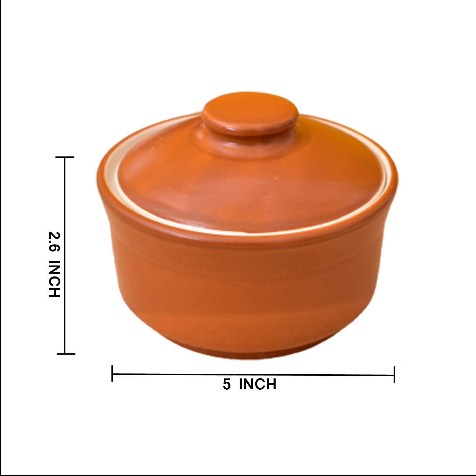Kunhar Multipurpose Ceramic Donga – Terracotta | 450 ML Lidded Serving Donga | Microwave & Dishwasher Safe | Ideal for Gravy, Dal, Curry & More