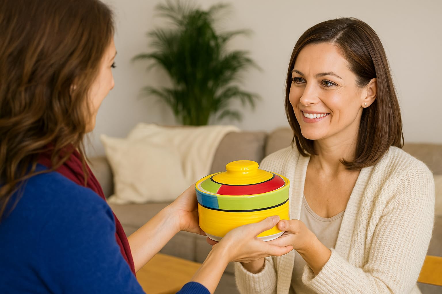 Kunhar Multipurpose Ceramic Donga – Yellow Red | 450 ML Lidded Serving Donga | Microwave & Dishwasher Safe | Ideal for Gravy, Dal, Curry & More