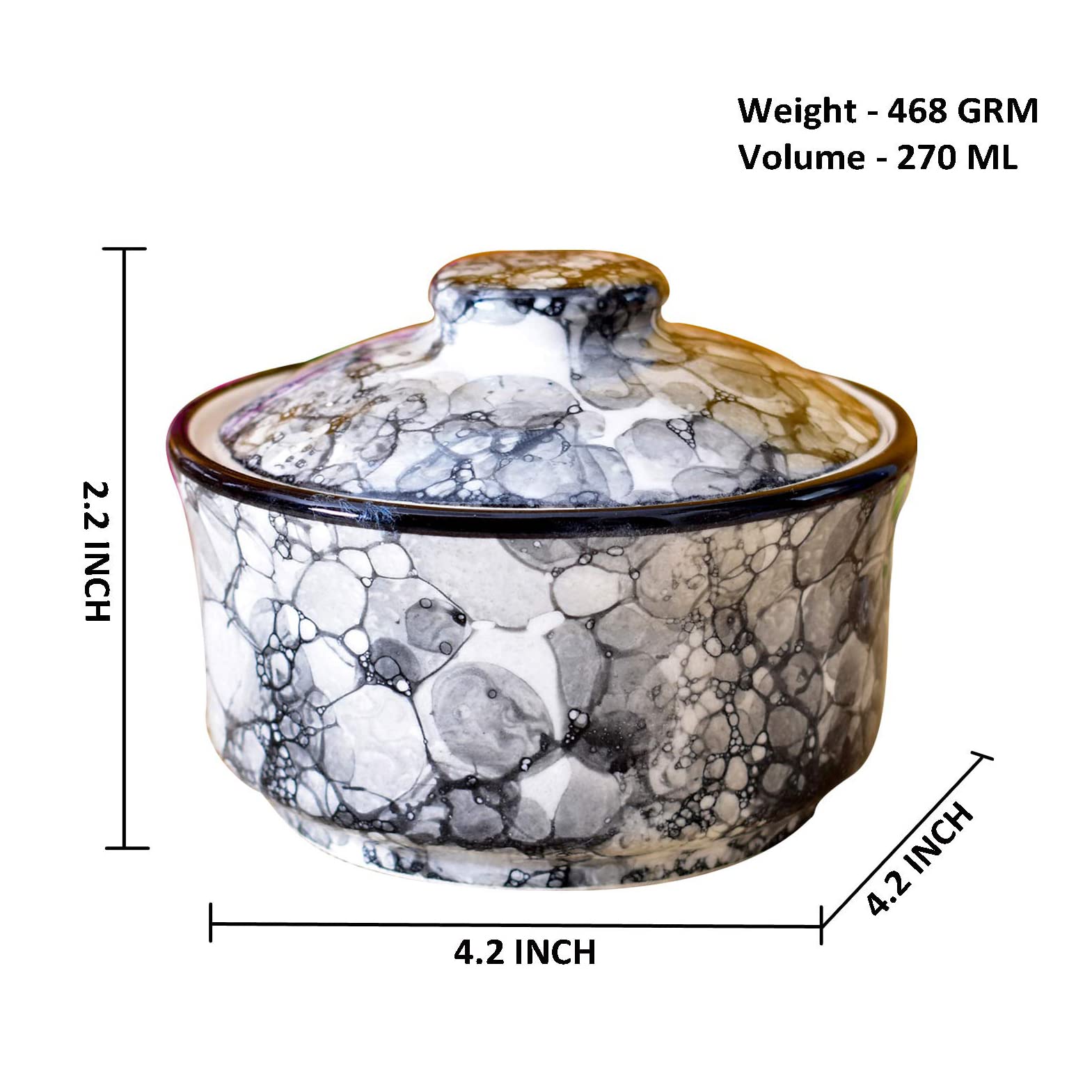 Kunhar Multipurpose Ceramic Donga – Black Luster | 270 ML Lidded Serving Donga | Microwave & Dishwasher Safe | Ideal for Gravy, Dal, Curry & More