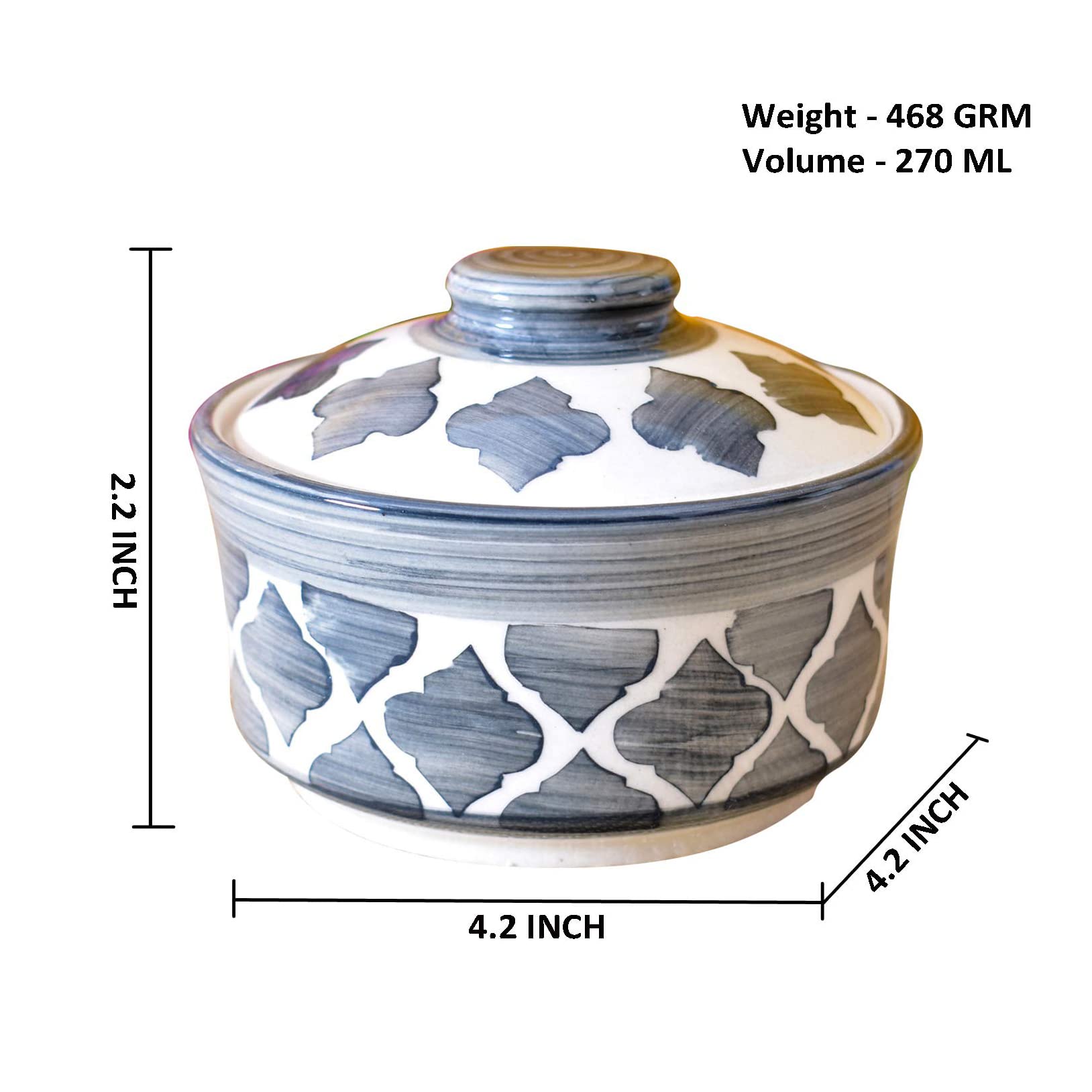 Kunhar Multipurpose Ceramic Donga – Grey | 270 ML Lidded Serving Donga | Microwave & Dishwasher Safe | Ideal for Gravy, Dal, Curry & More