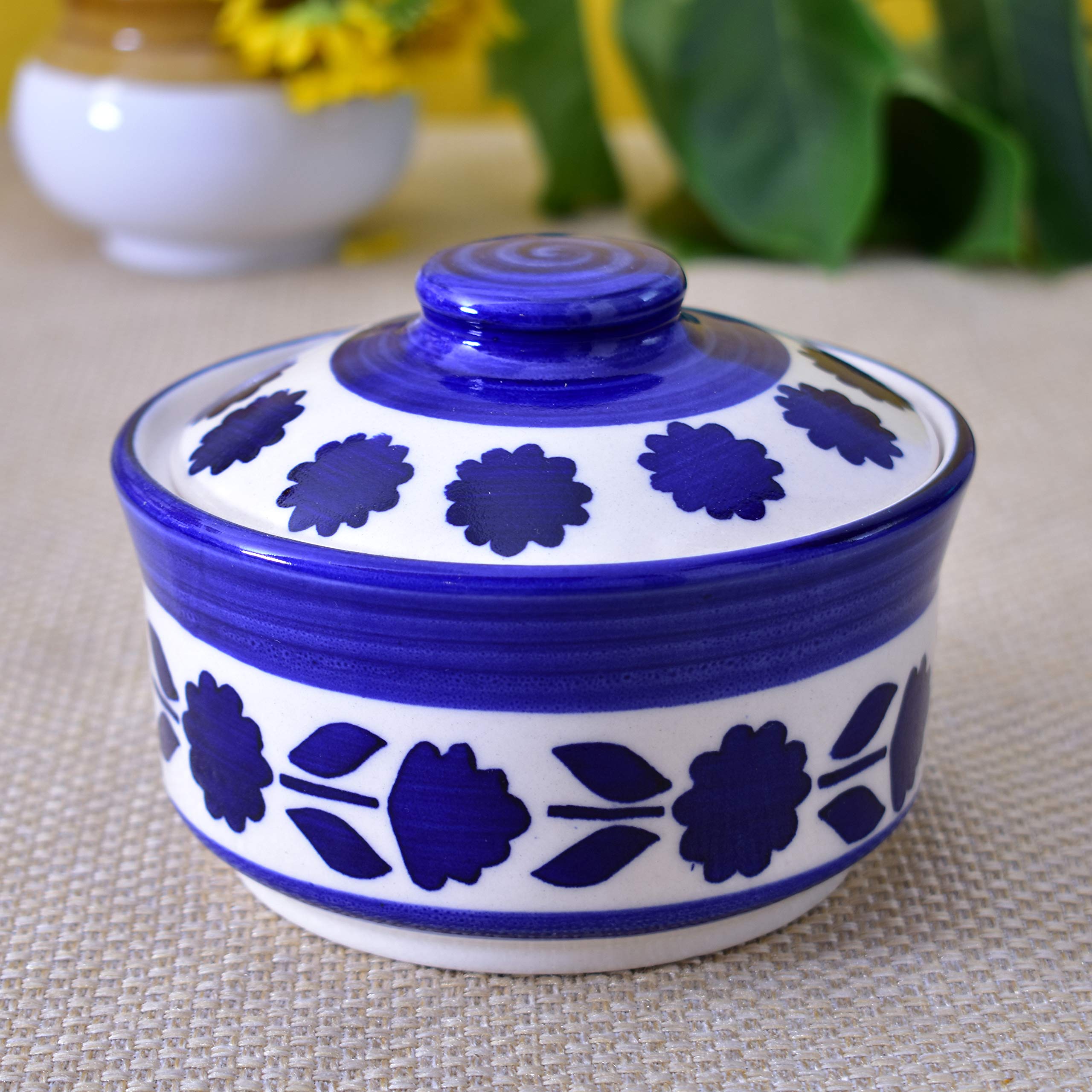 Kunhar Multipurpose Ceramic Donga – Dark Indigo | 270 ML Lidded Serving Donga | Microwave & Dishwasher Safe | Ideal for Gravy, Dal, Curry & More
