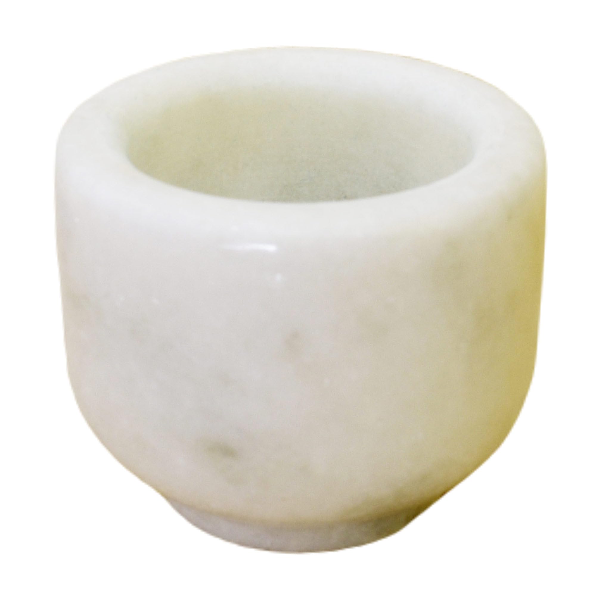 KunhaR Natural White Marble Mortar and Pestle Set, Imam Dasta, Ohkli Musal, Kharal - 3 x 2.5 Inches, White, (Half Polish)