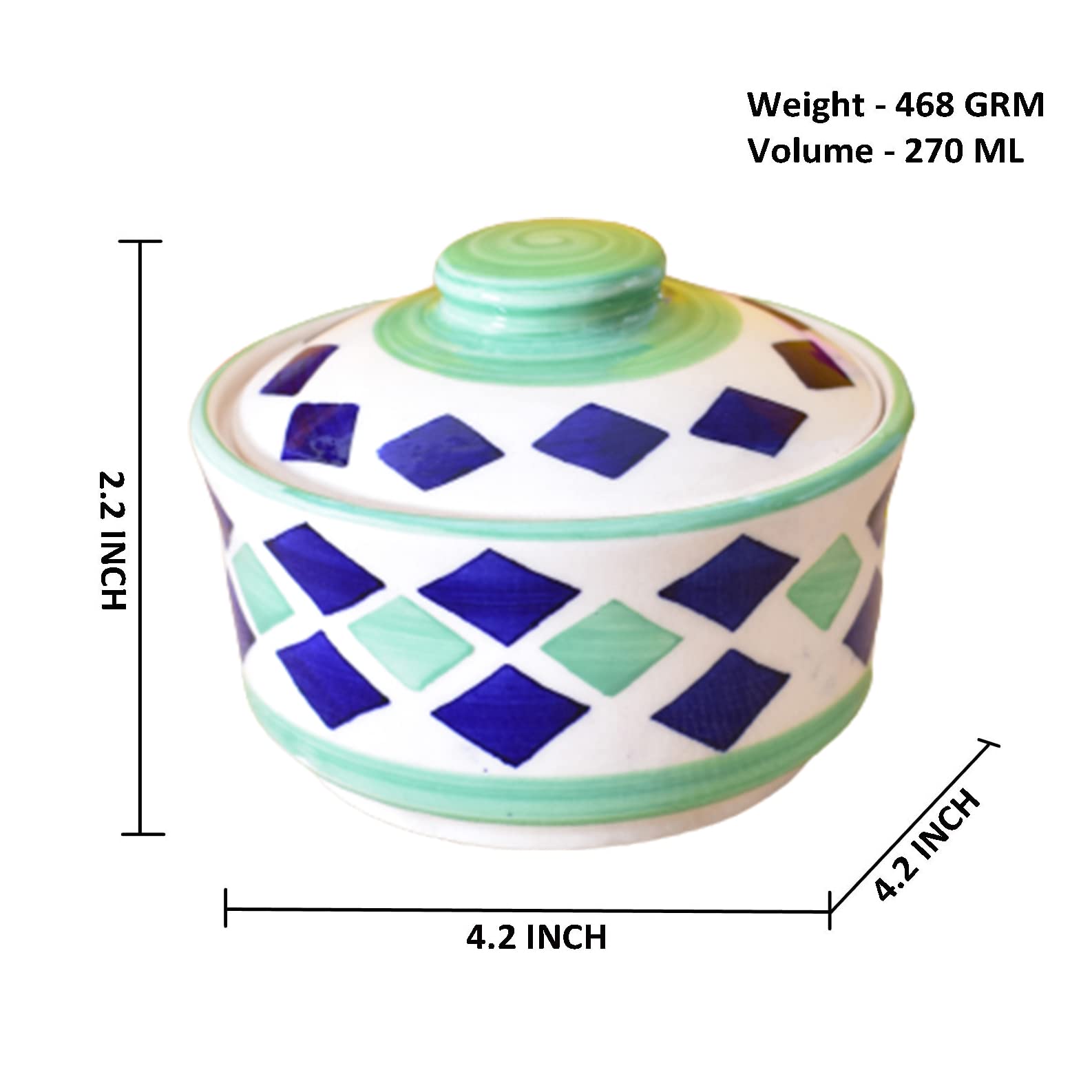 Kunhar Multipurpose Ceramic Donga – Fringy Flower | 270 ML Lidded Serving Donga | Microwave & Dishwasher Safe | Ideal for Gravy, Dal, Curry & More