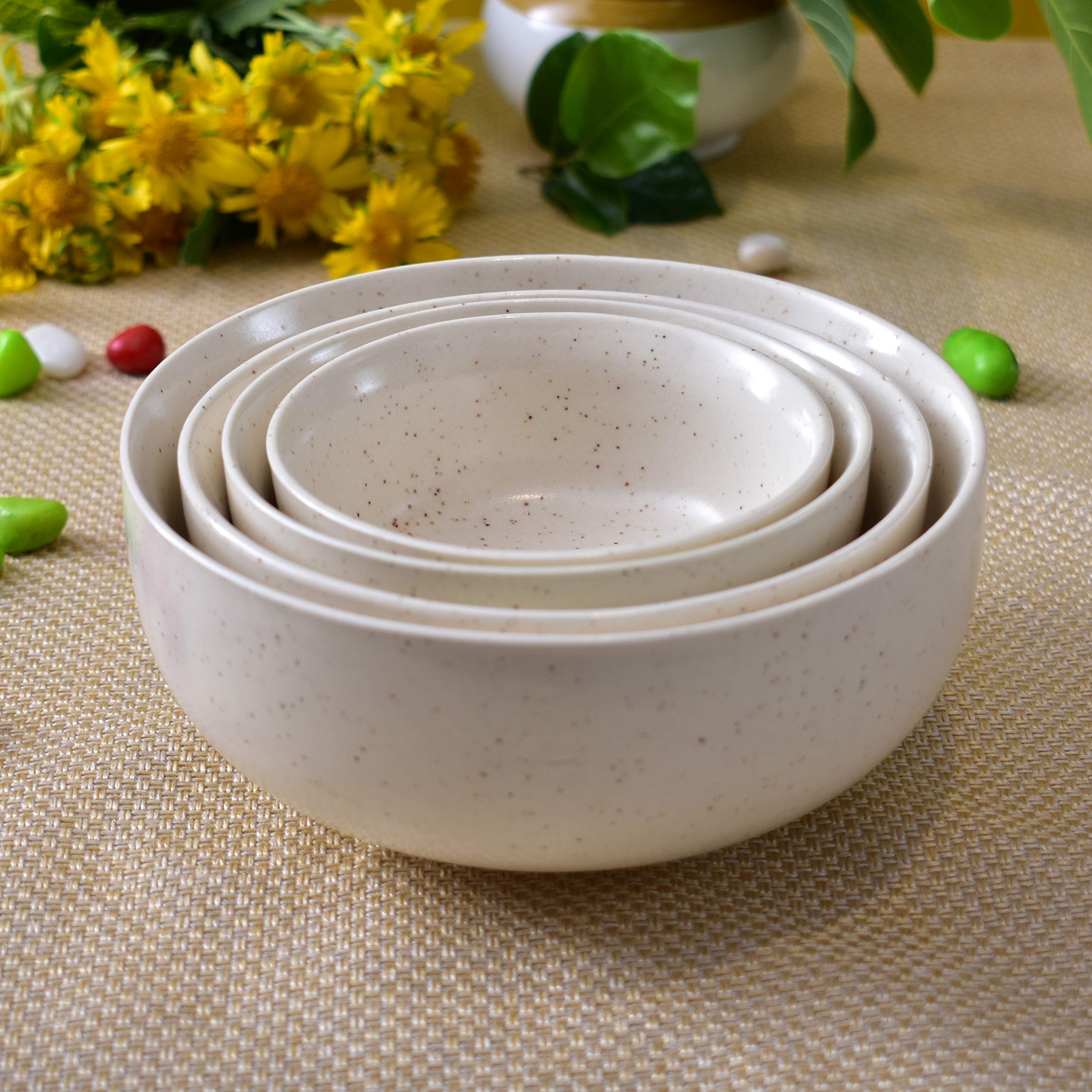 Kunhar Ceramic Mixing Bowls - 1000 ML, 750 ML, 500 ML and 300 ML, 4 Pieces