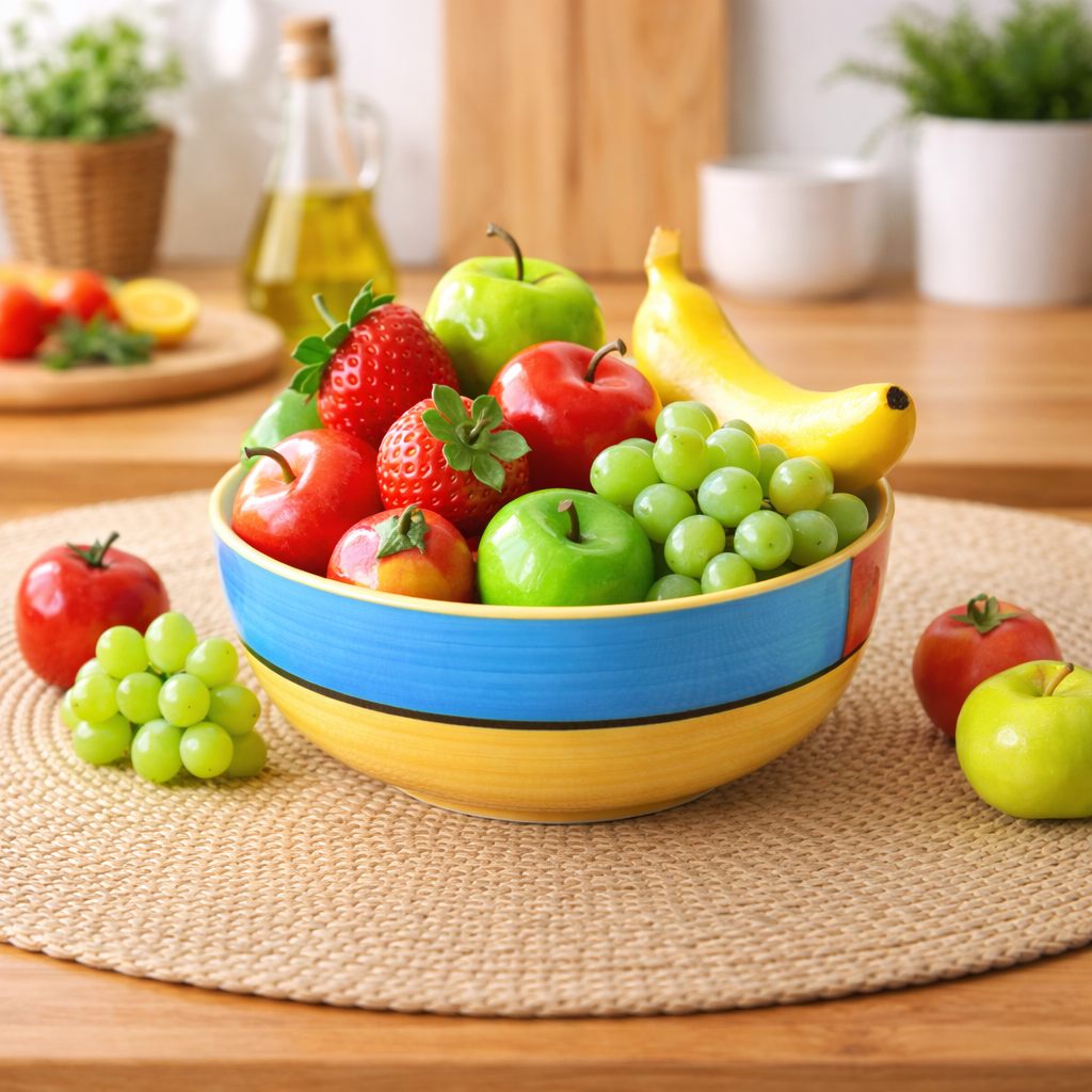 Kunhar Ceramic Mixing Bowl Set – 4 Pieces (1500ml, 800ml, 600ml, 400ml), Yellow – Durable, Microwave & Dishwasher Safe – Ideal for Mixing, Serving & Storage