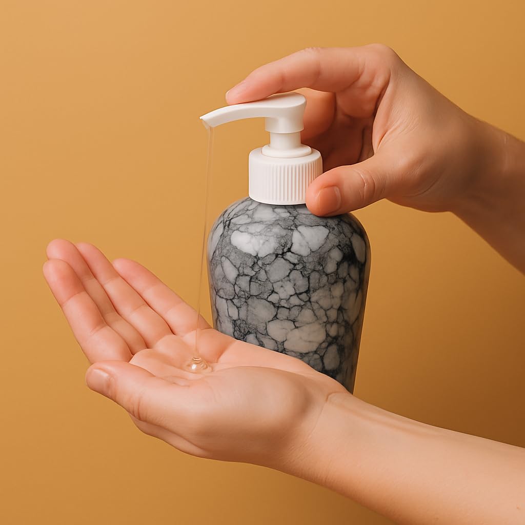 KunhaR Ceramic Liquid Soap Dispenser – Refillable Bathroom & Kitchen Lotion Pump | Stylish Countertop Dispenser for Soap, Shampoo, Gel Dispenser, Black Luster