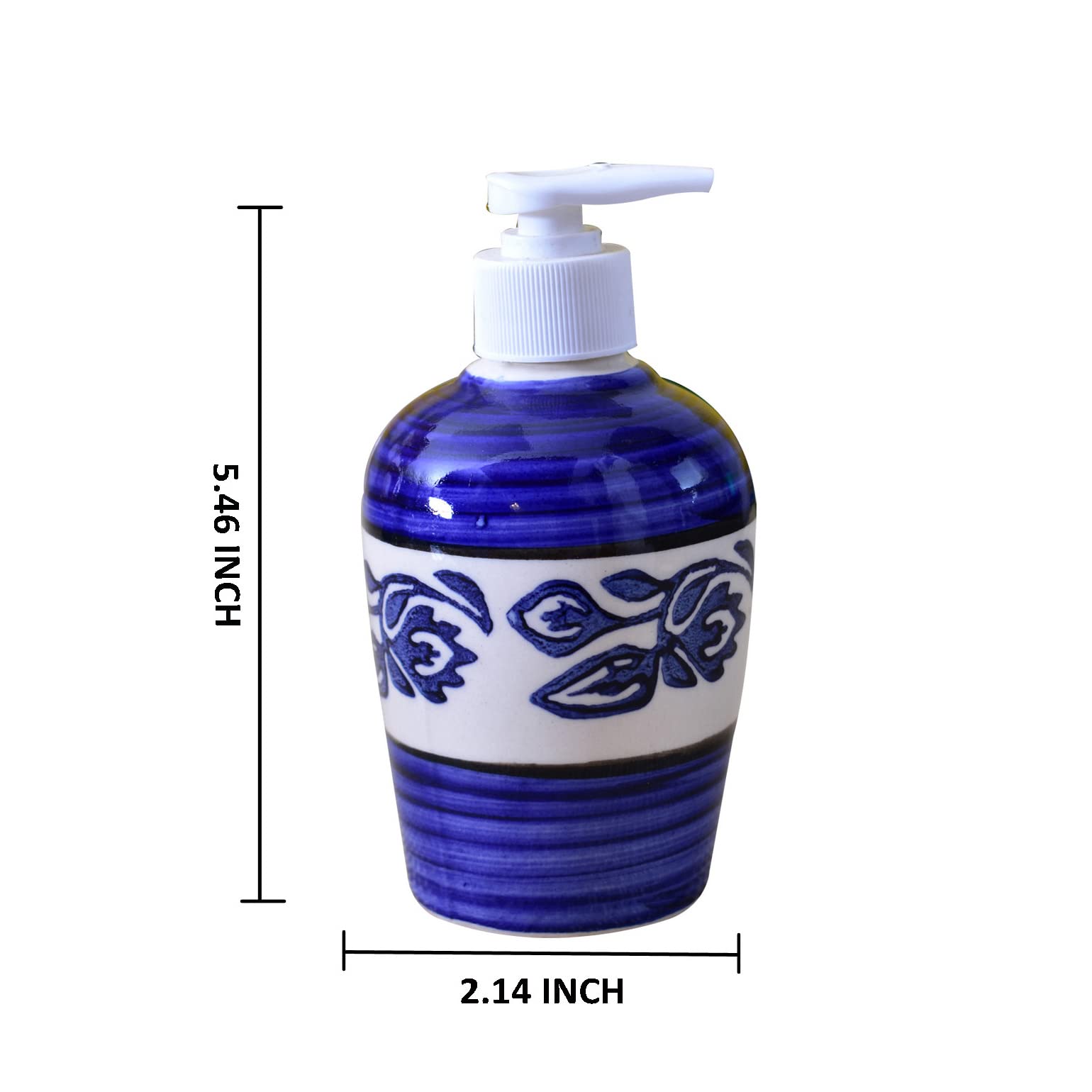 Kunhar Ceramic Liquid Soap Dispenser, 300 Ml, Blue Vine