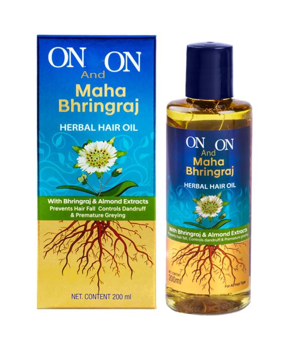 On and On Maha Bhringraj Premium Hair Oil 200 ml - Reduces Hair Fall, Cures Dandruff – Ayurvedic Herbal Formula – Power of Roots